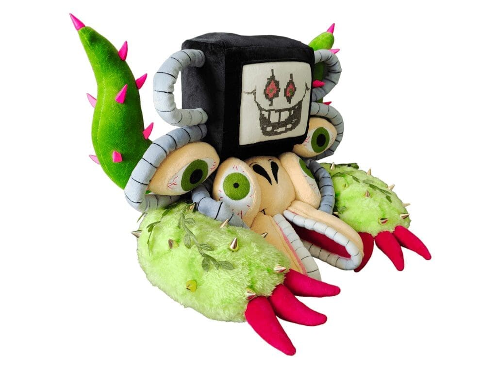 Undertale Omega Flowey plush, handmade Handmade Undertale plush of Omega Flowey: faux fur cactus arms, gold spikes and red claws, made to order