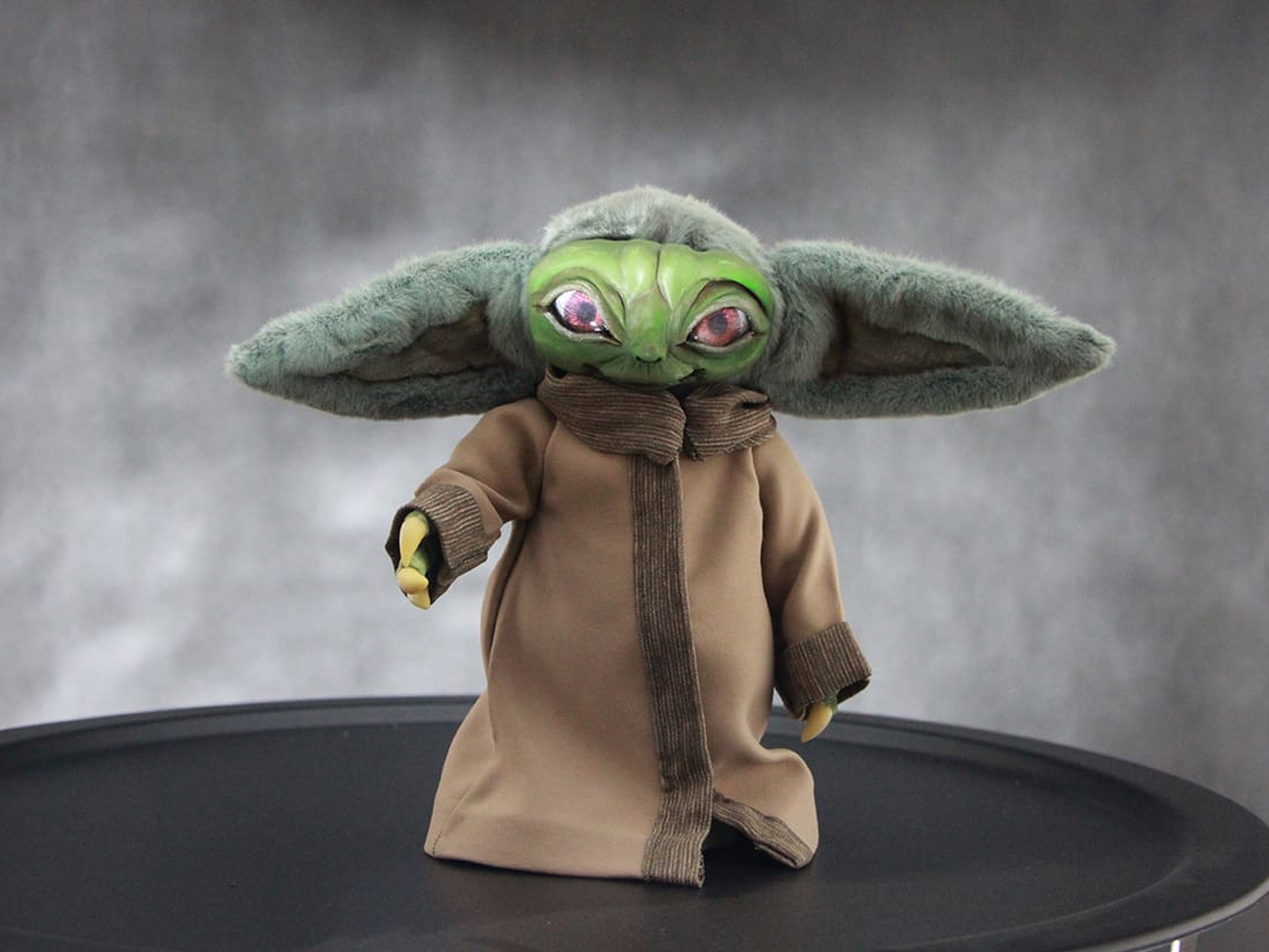 Custom Baby Yoda doll (Grogu) from The Mandalorian, handmade to order with a sculpted clay face and a beige robe
