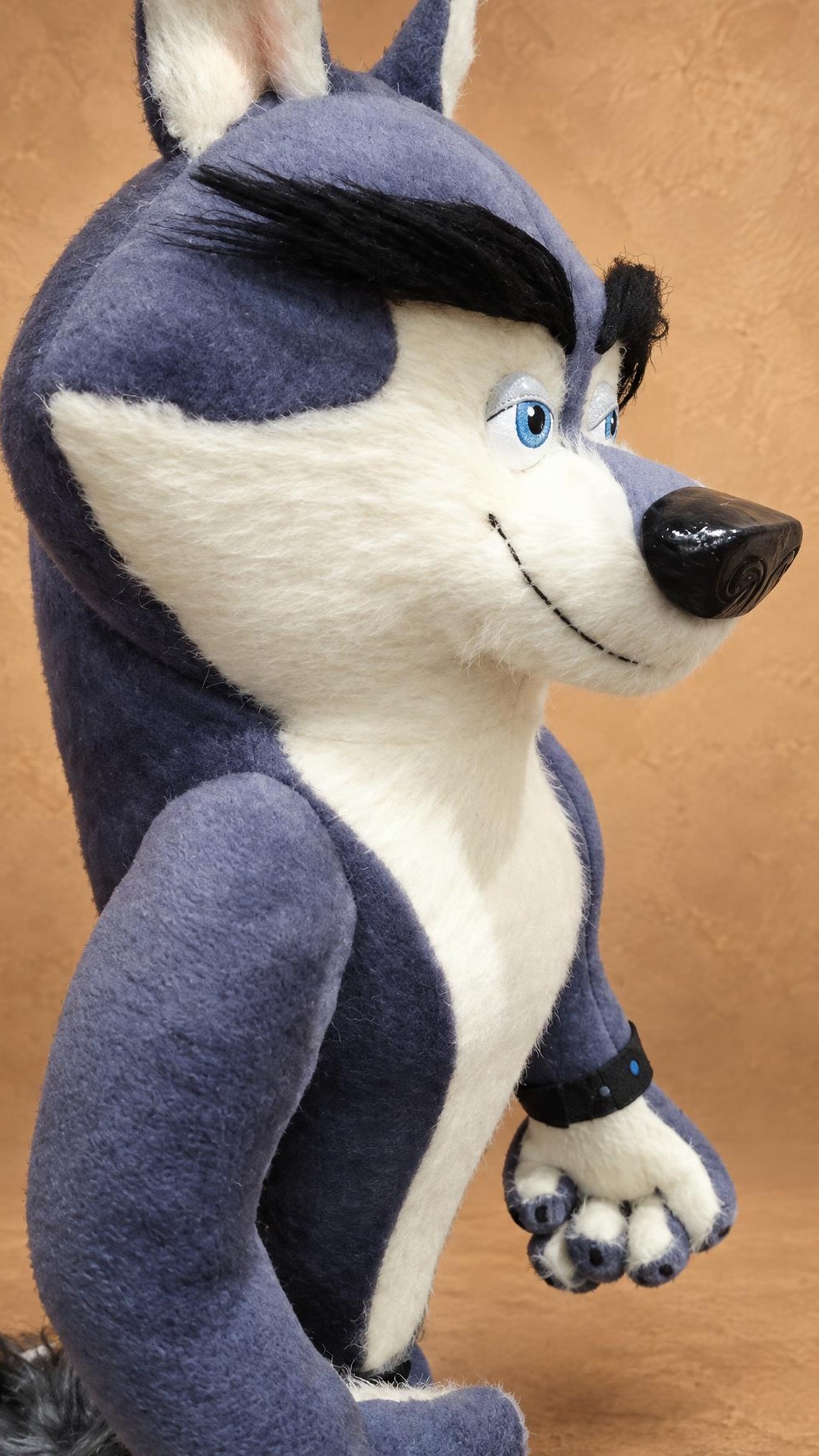 Penguins of Madagascar Classified plush in profile: white faux-fur chest and a sculpted muzzle, sewn to order