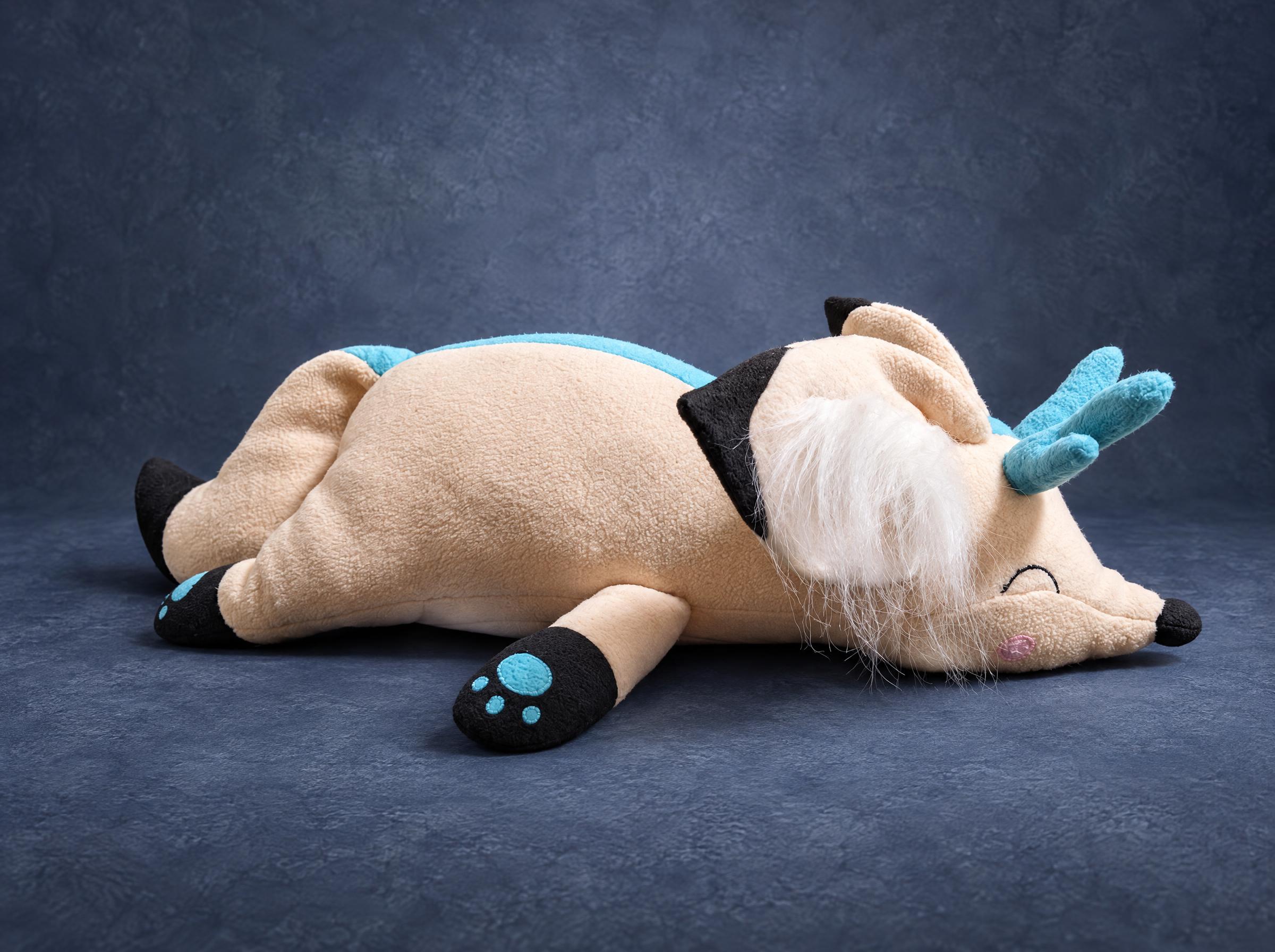 Cream Fox Plush with Turquoise Antlers Cream fox plush with turquoise antlers and a white faux fur mane, handmade to order as a couple gift