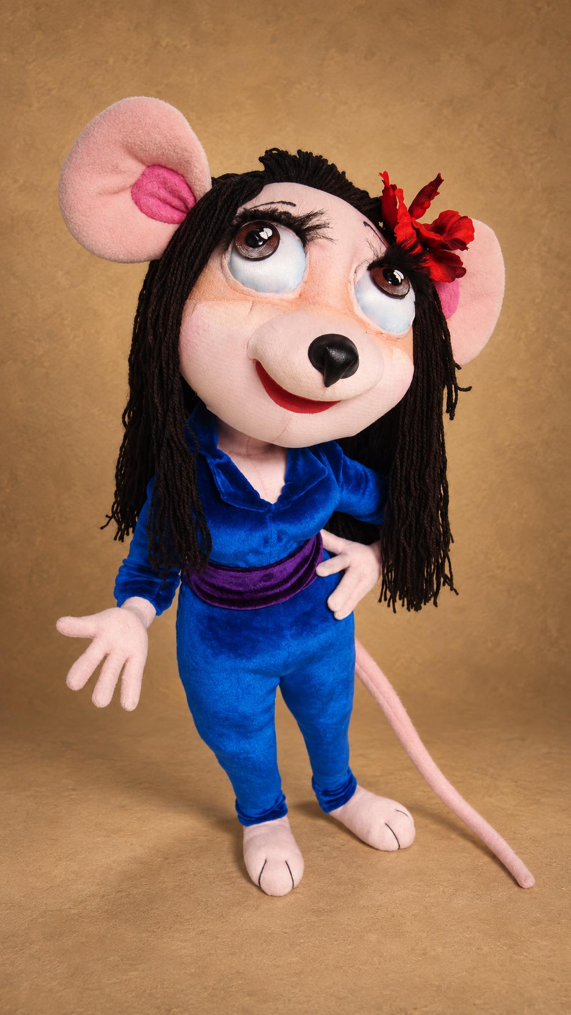 Look-Alike Gadget Doll, a Birthday Gift for Her Gadget-inspired look-alike doll handmade to order as a birthday gift: painted face, red flower, pink mouse ears