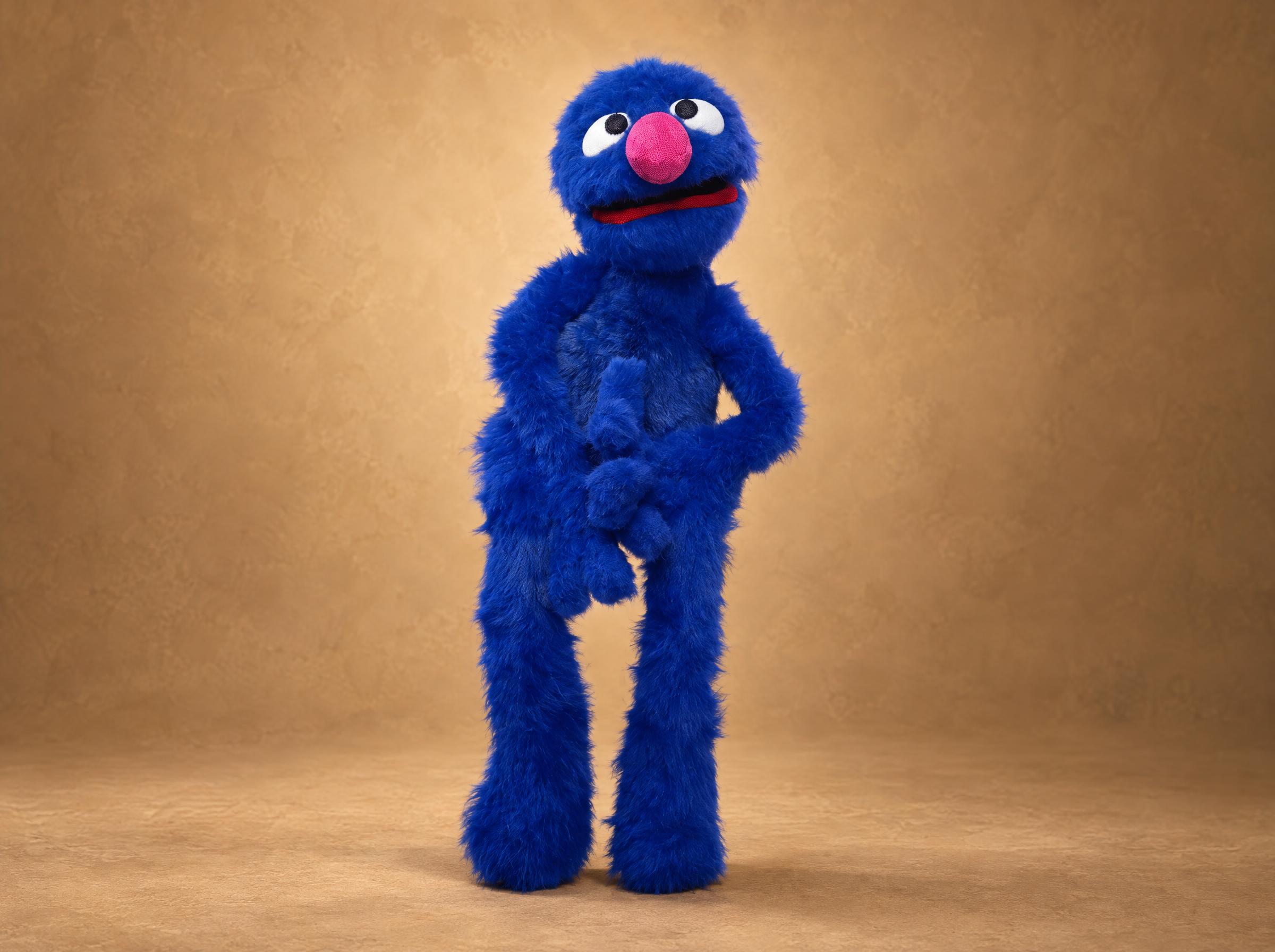 Custom Grover Plush Replica, Made to Order Custom Grover plush made to order, blue shaggy fur, long legs and pink nose, a handmade Sesame Street replica