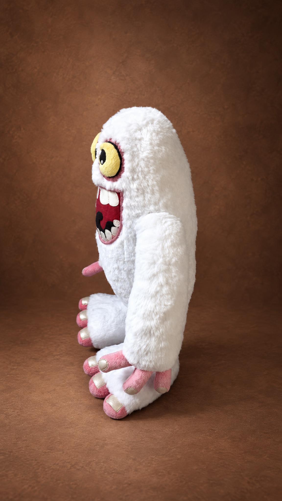 Mammott stuffed animal from My Singing Monsters with shaggy white fur and pink fingers, handmade to order