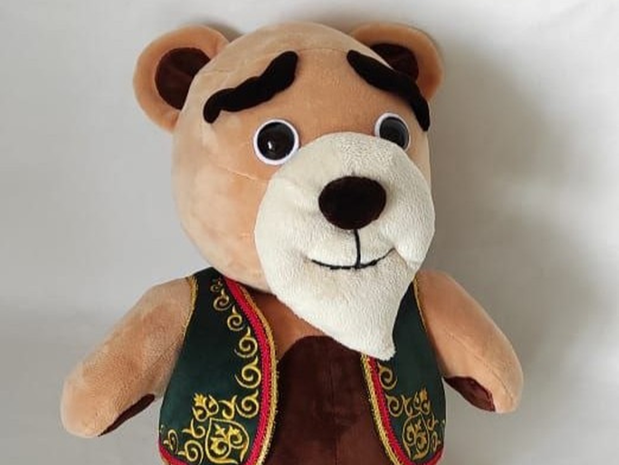 Custom plush teddy bear from a drawing Custom plush teddy bear from a drawing, handmade as a production sample: goatee, black brows, velvet belly