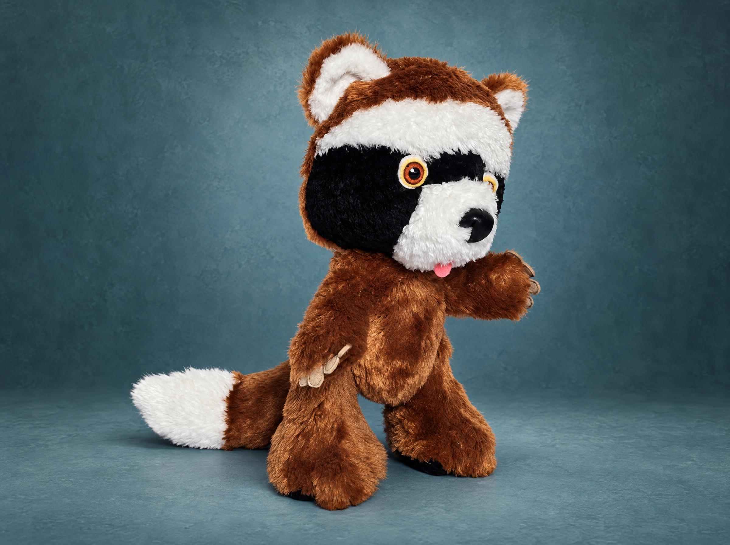 Custom Raccoon Stuffed Animal Replica, Handmade Custom raccoon stuffed animal replica, handmade to order: white muzzle, tiny pink tongue, white-tipped tail