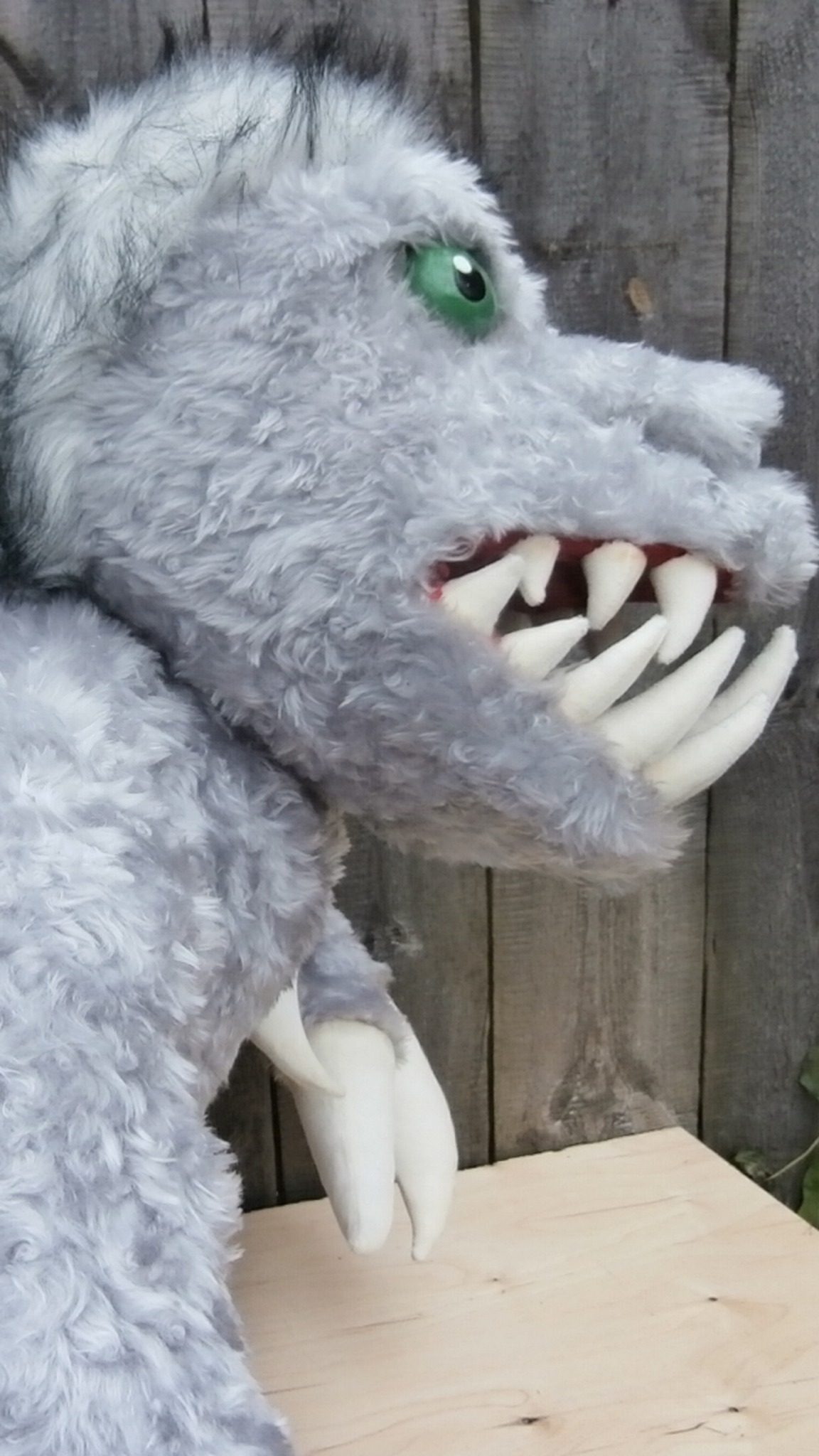 Custom video game plush of the HoMM3 Behemoth, sewn to order: long snout, rows of fabric fangs, shaggy mane