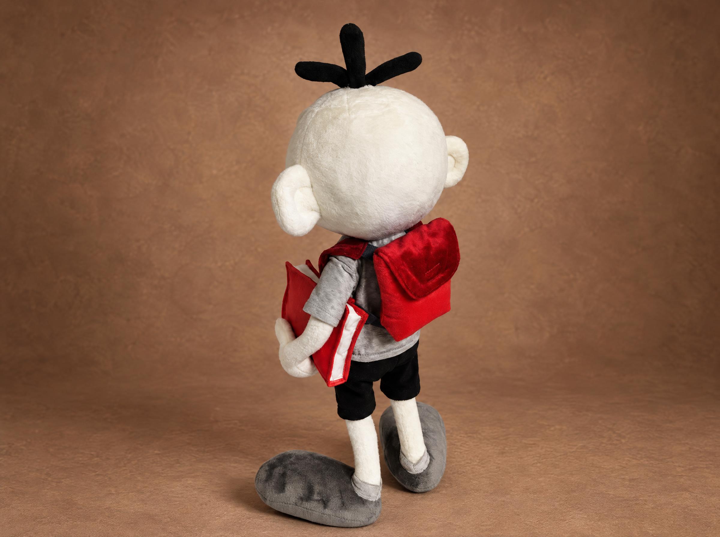 Greg Heffley Plush with Red Backpack Greg Heffley plush with his red backpack and red book, a custom Diary of a Wimpy Kid doll made to order