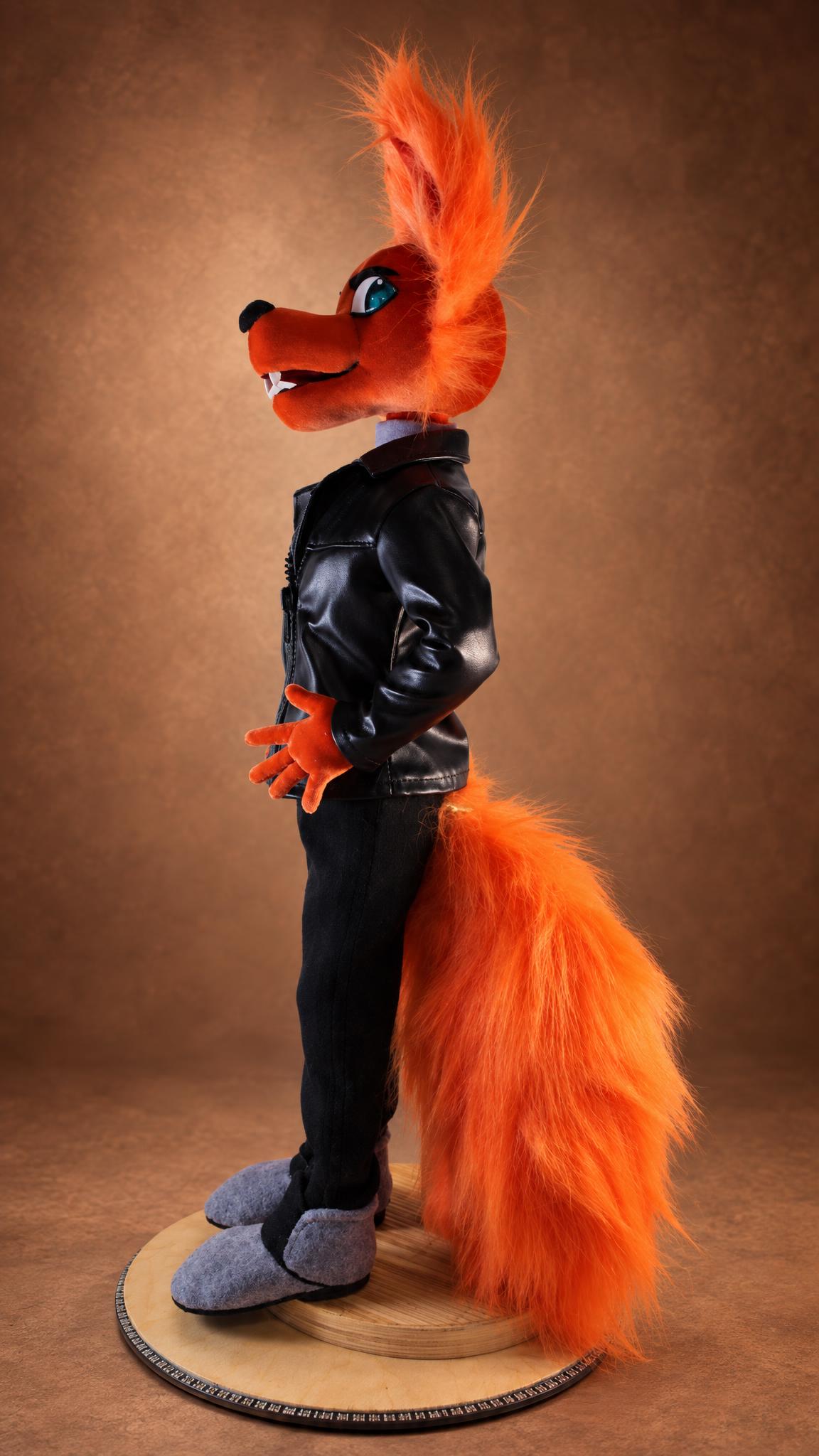 Custom Gregg plush profile with thick orange tail, handmade Night in the Woods fox