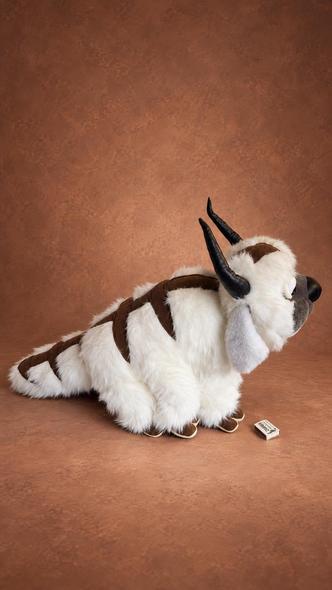 Handmade Appa stuffed animal from Avatar, made to order: brown arrow stripes down his back to the flat tail