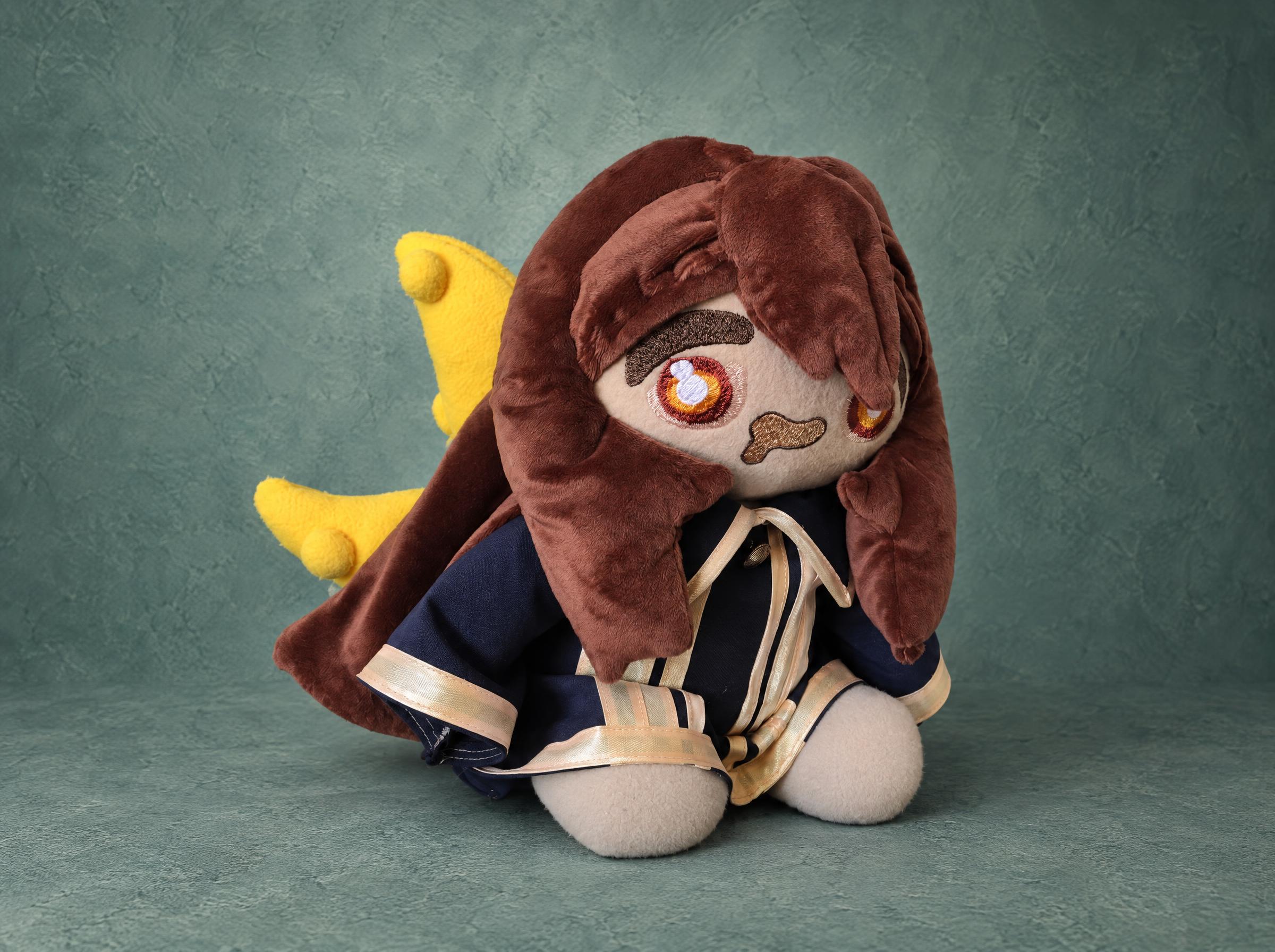 Kara Gremykha OC plush with yellow tentacles Handmade Kara Gremykha OC plush with yellow tentacles and a navy robe, sewn to order from her drawing