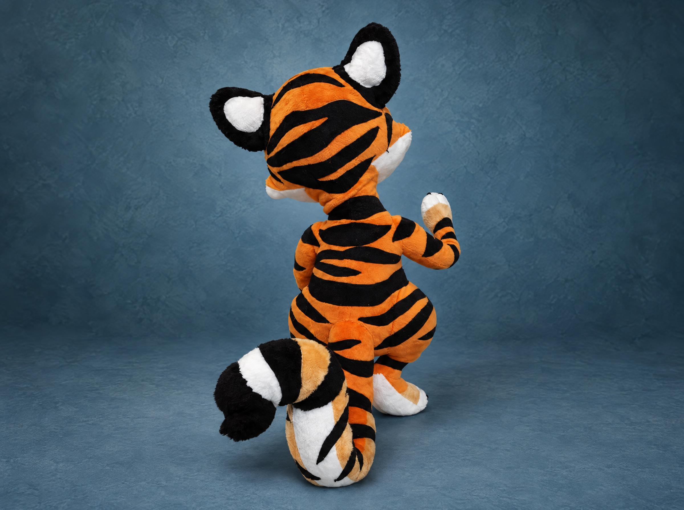 Tiger cub plush stripes and tail Handmade tiger cub plush with black stripes and a black-and-white striped tail, made to order from a sticker