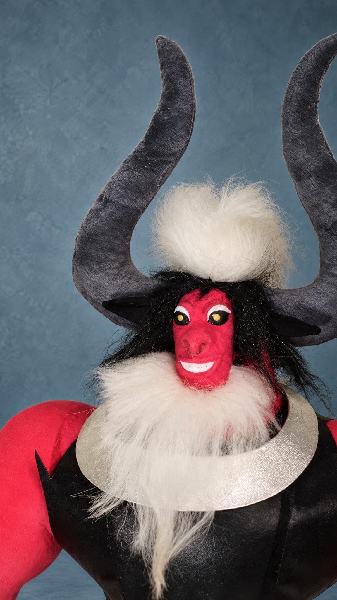 Lord Tirek plush with tall grey horns and a white faux-fur beard, a custom My Little Pony villain made to order