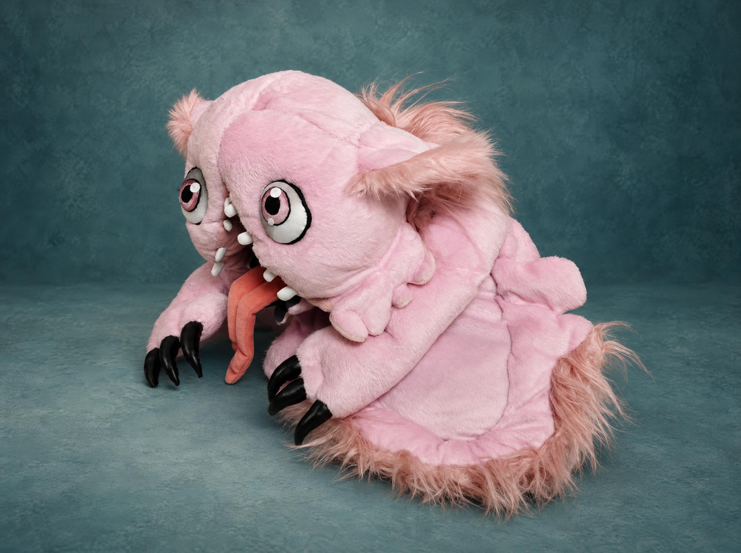 Made in Abyss Mitty Plush with Shaggy Fur Fringe Made in Abyss Mitty plush, custom made: shaggy dusty-pink faux fur fringe around her lumpy fleece body