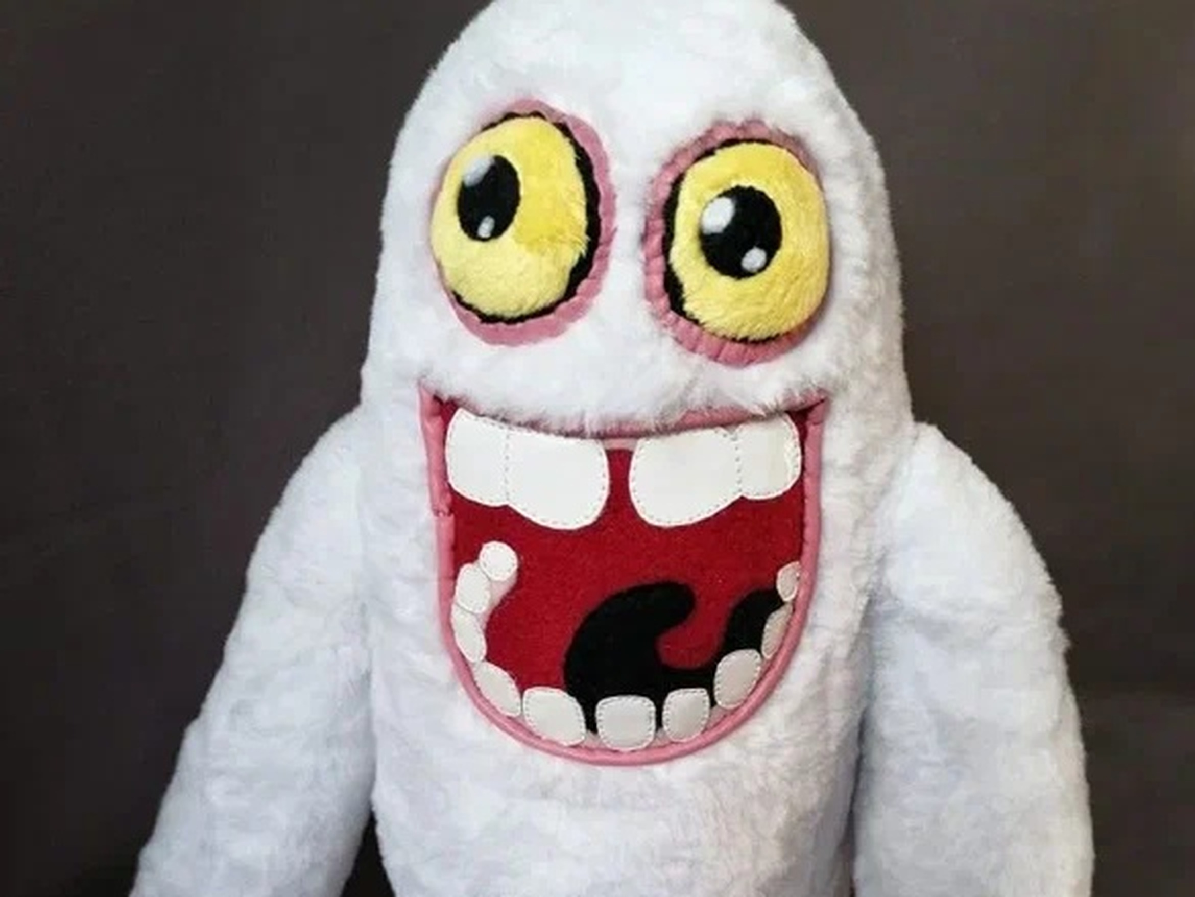 MSM Mammott plush with a big toothy grin MSM Mammott plush with a huge red grin, stitched white teeth and yellow eyes, custom made to order