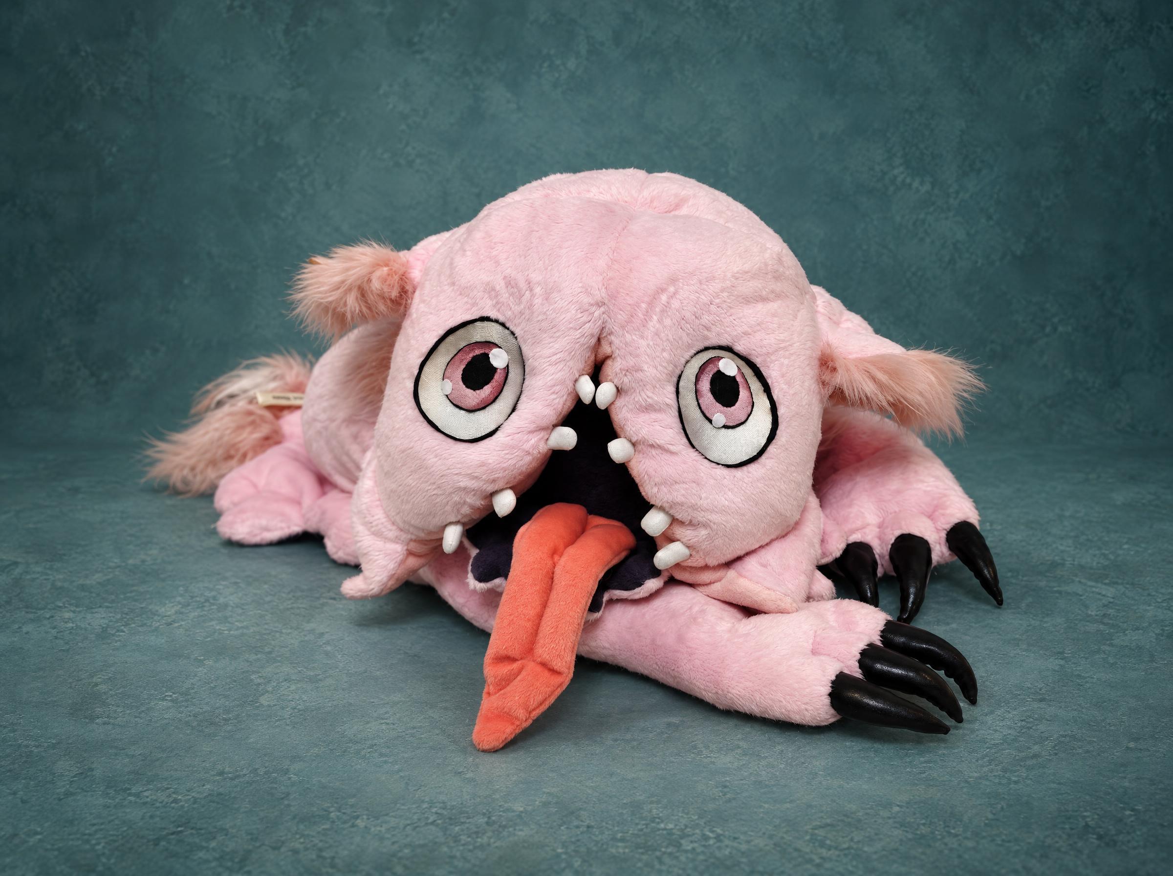 Mitty Stuffed Toy with Bulging Pink Eyes, Custom Made Mitty stuffed toy from Made in Abyss, custom made to order: two bulging pink eyes at different heights