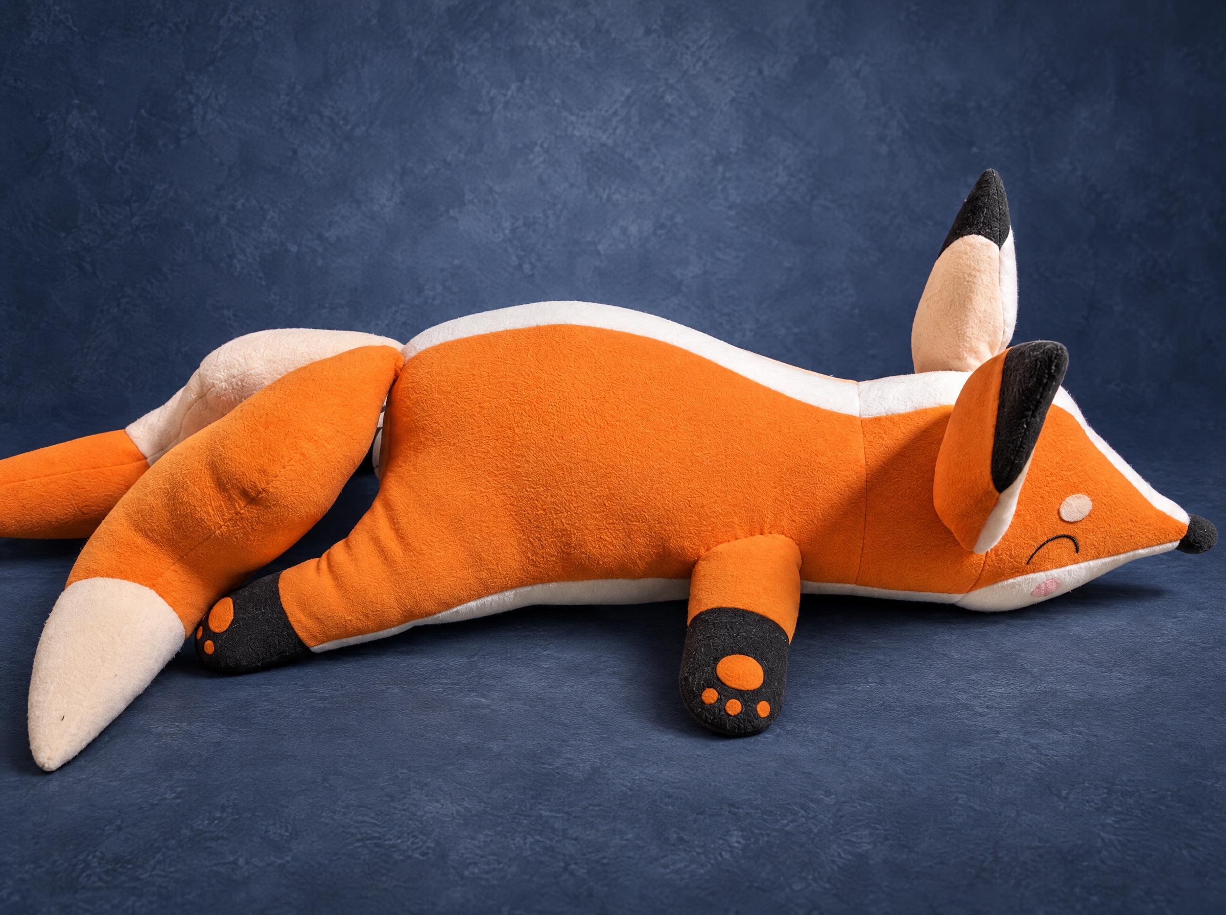 Orange Fox Plush from the Couple Pair Orange fox plush with white trim and black paws, one half of a handmade couple plushie pair made to order