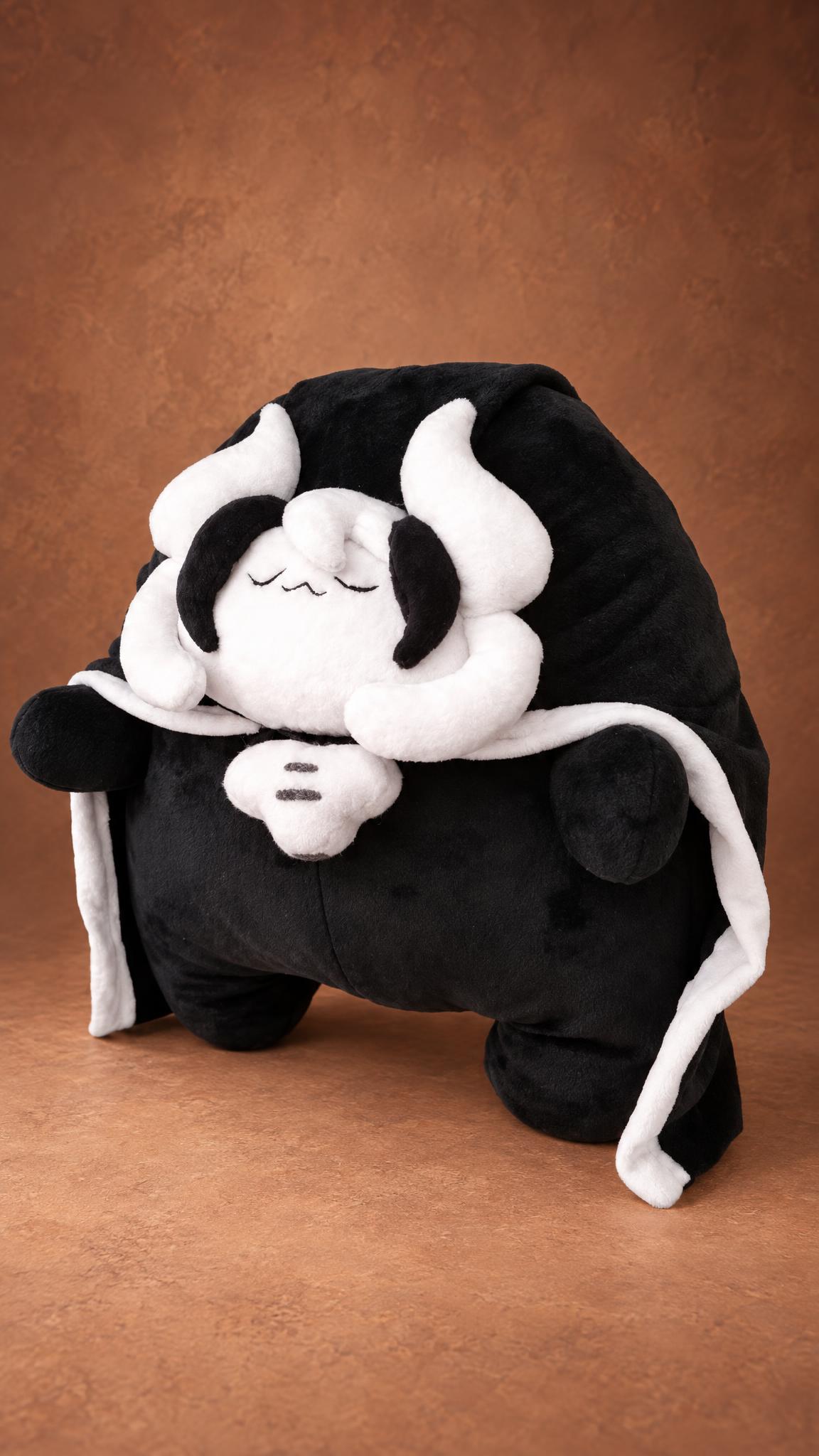 Handmade Ozen plush, Made in Abyss White Whistle as a chibi, cloak with white lining draped to the floor