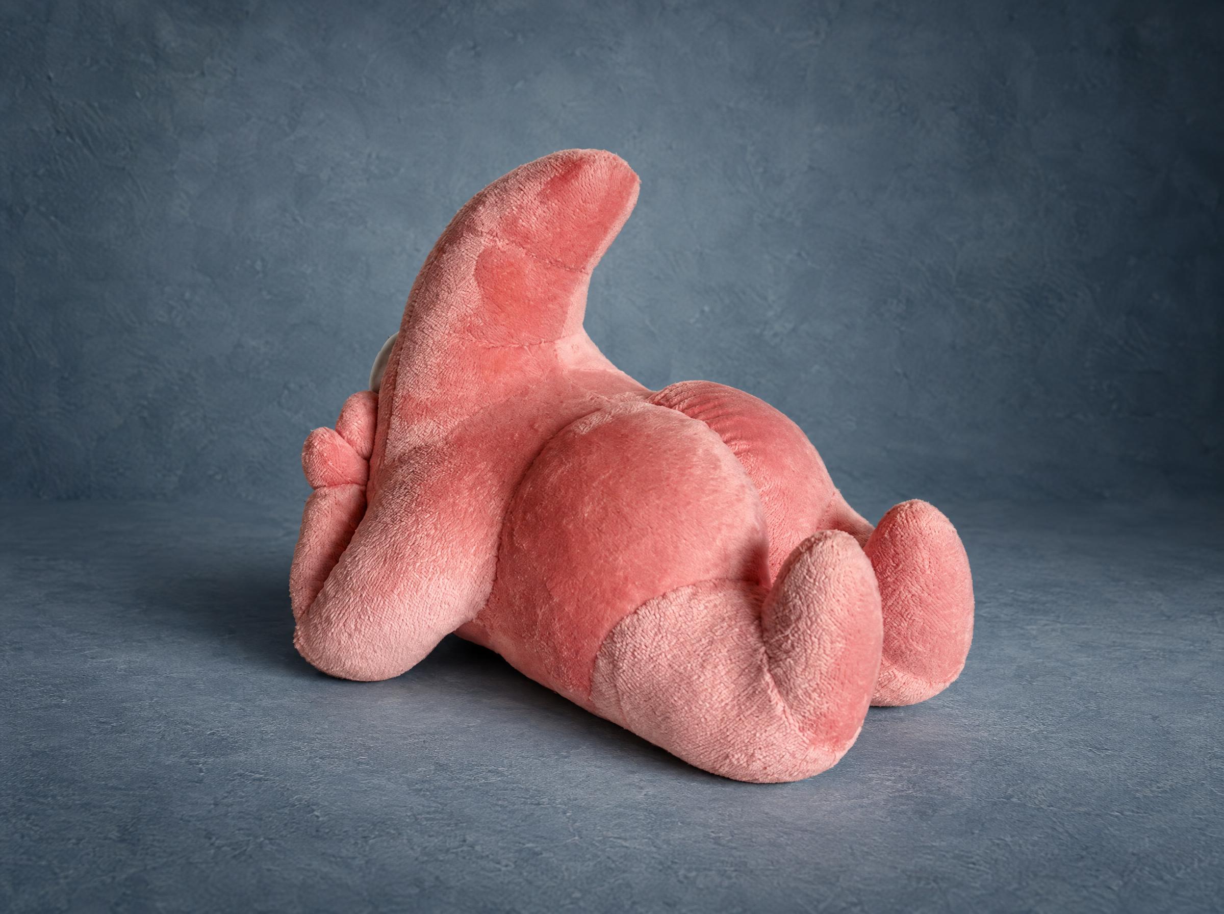 Patrick Star Plush Lying on His Belly, Custom SpongeBob Toy Patrick Star plush lying on his belly with his feet kicked up, coral pink SpongeBob toy made to order