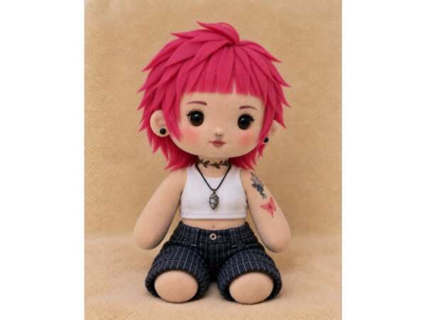 Reference, not our doll: the AI-stylised picture of his girlfriend we sewed the custom portrait doll from