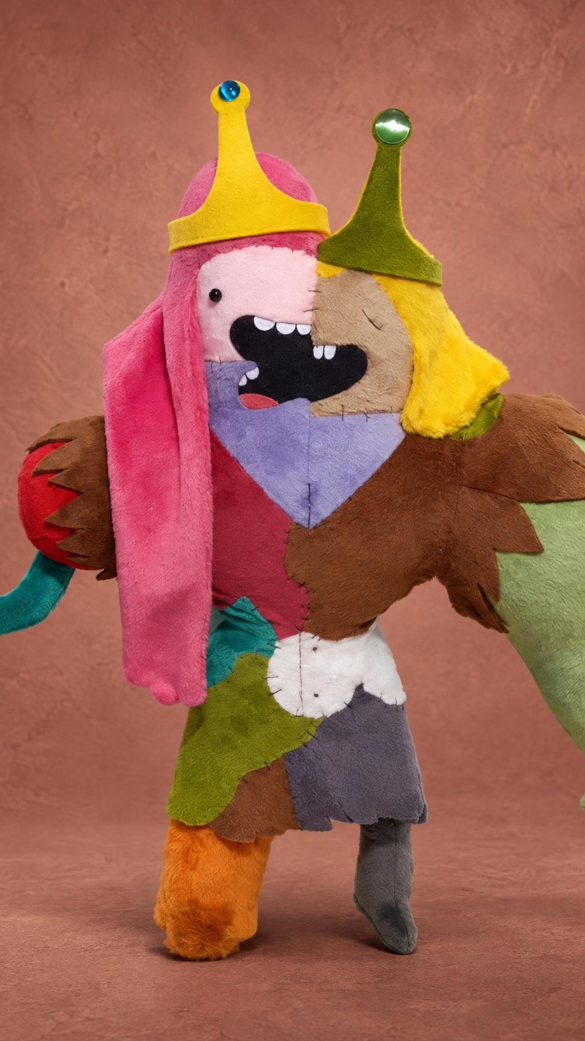 Princess Monster Wife plush with mismatched patchwork arms and crowns, an Adventure Time character made to order