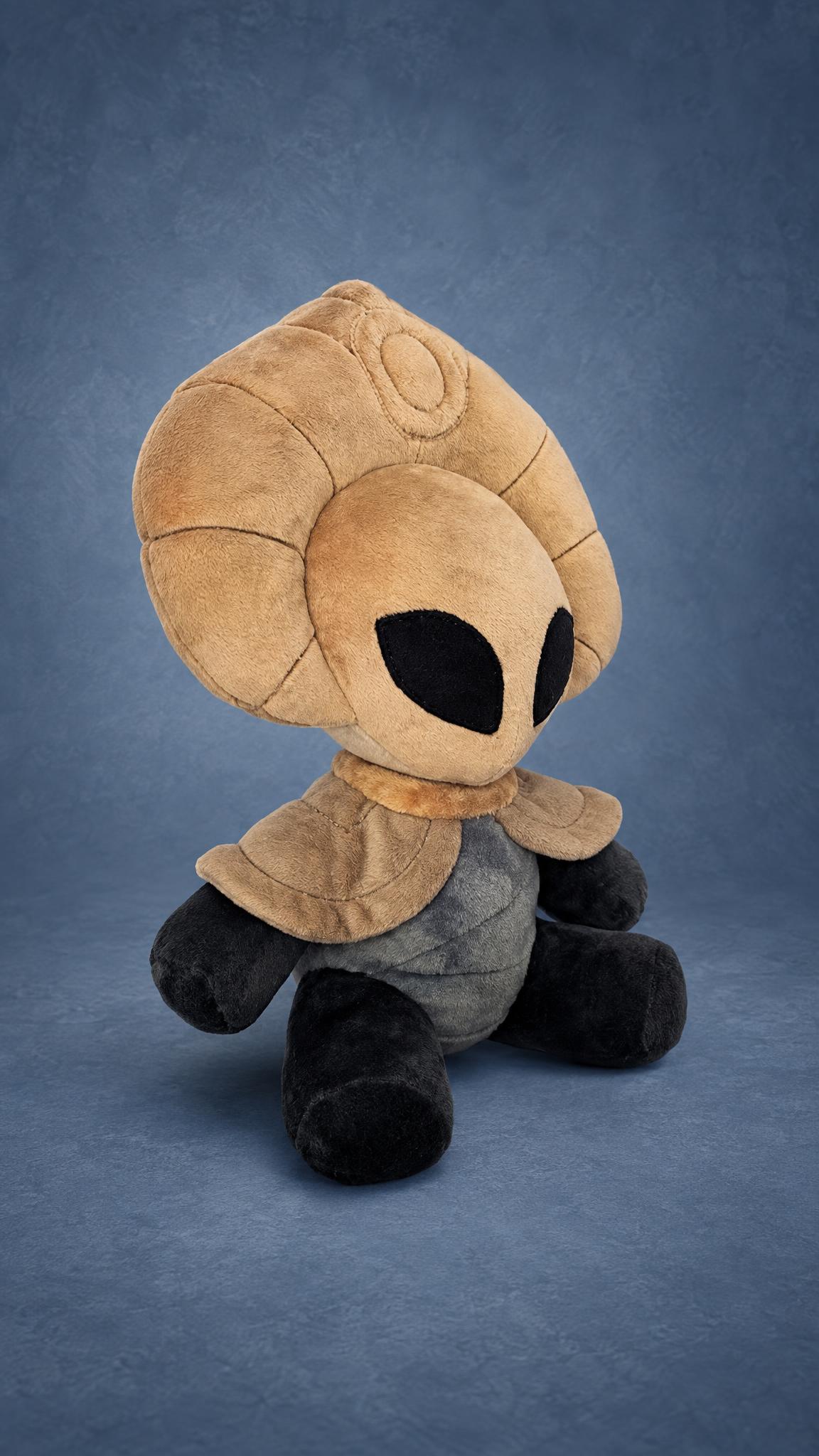 Custom Radiance soft toy from Hollow Knight turned to the side, tan crest and black eyes, handmade to order