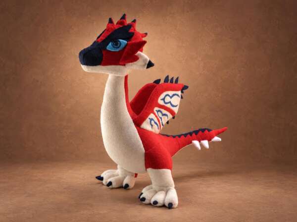 Rathalos plush from Monster Hunter, handmade to order, red wyvern with cream belly