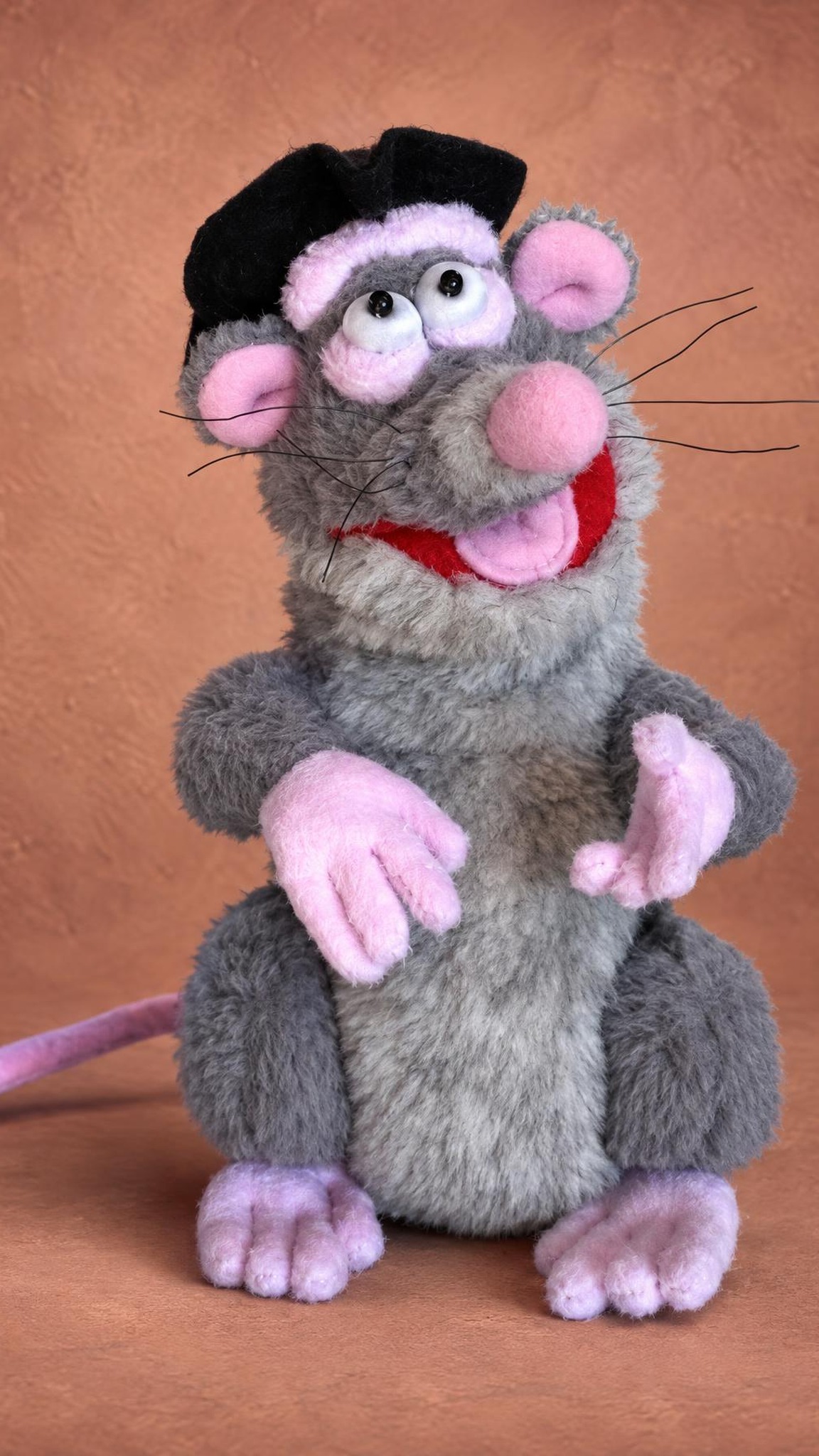Rattus Rattus plush with his long pink tail and grey faux fur, the Horrible Histories rat made to order