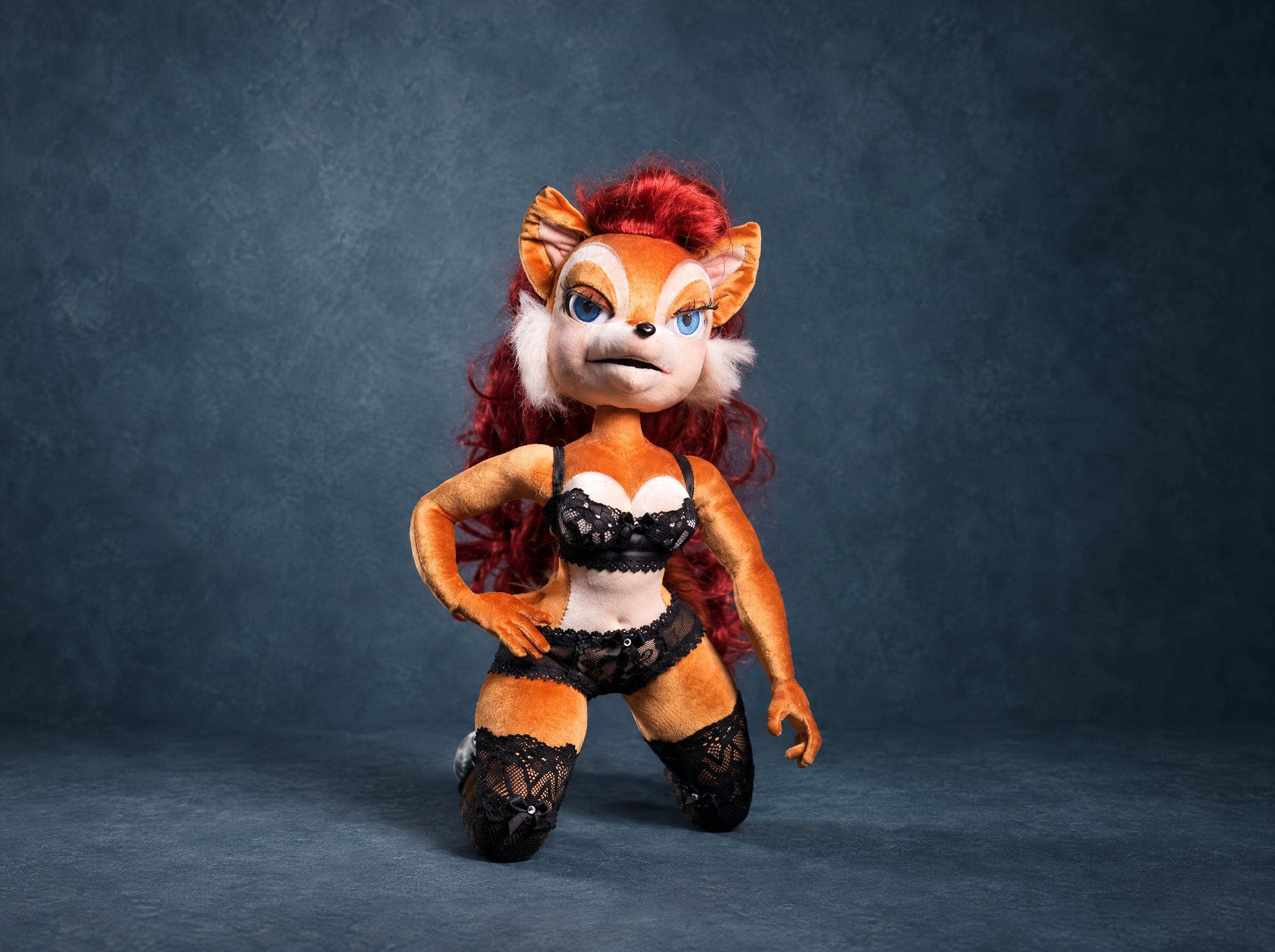 Sally Acorn Collector Doll, Custom Sonic Doll Custom Sally Acorn doll from Sonic in black lace lingerie and stockings, an adult collector doll made to order