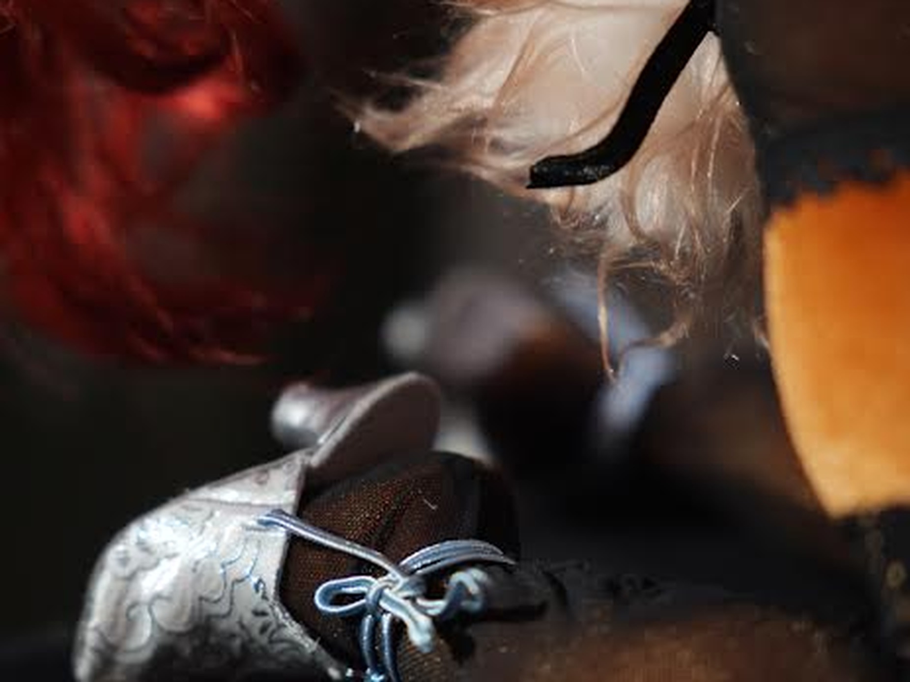 Sally Acorn Doll Shoes and Stockings Sally Acorn doll wearing black stockings and a silver lace-up shoe, a handmade Sonic doll made to order