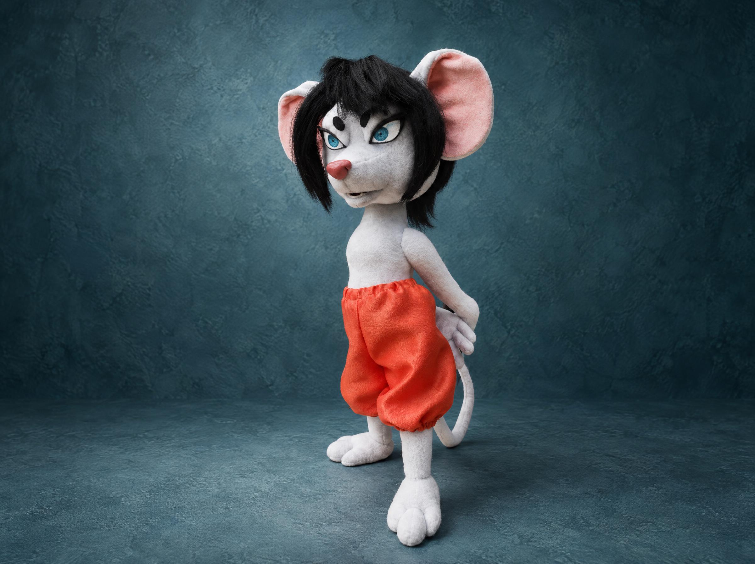 Akane Yamakawa Plush, Handmade Handmade samurai rat plush in orange trousers without her kimono, a custom Akane Yamakawa plush