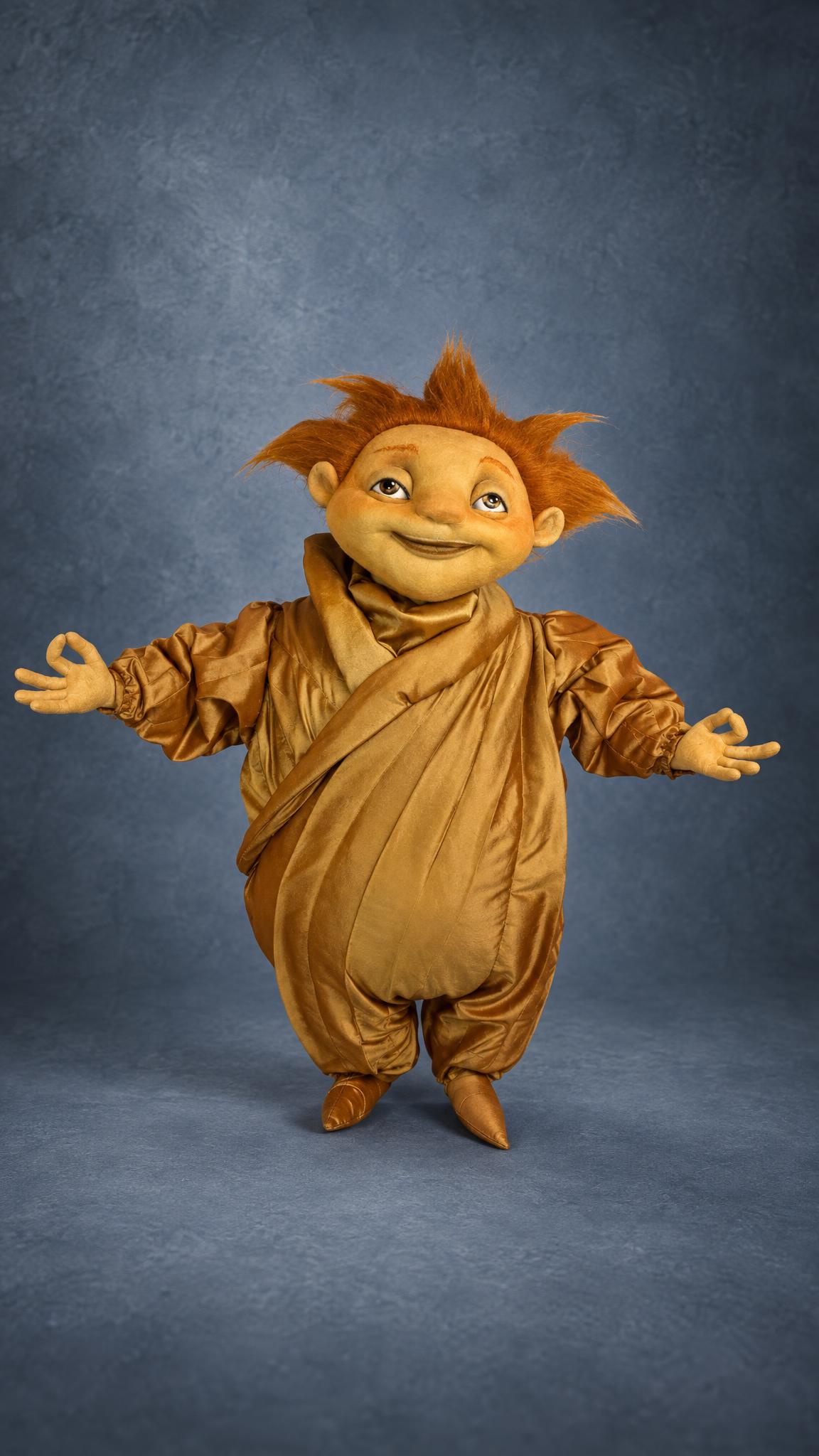 Custom Sandy plush from Rise of the Guardians in a gold robe, handmade to order