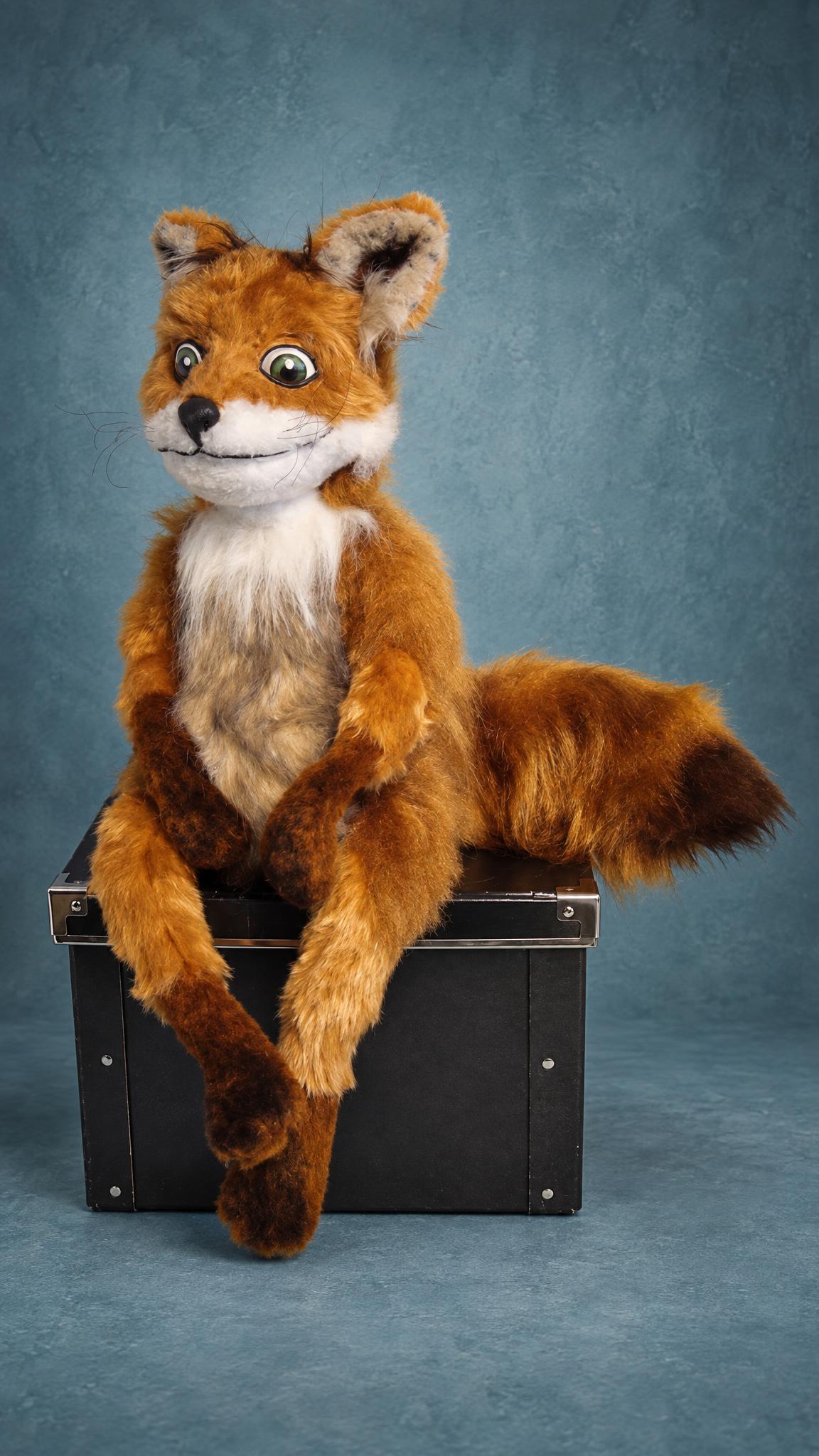 Stoned Fox plush, the meme fox handmade to order Stoned Fox plush made to order in ginger faux fur, with the meme's glassy green eyes, thin grin and long legs