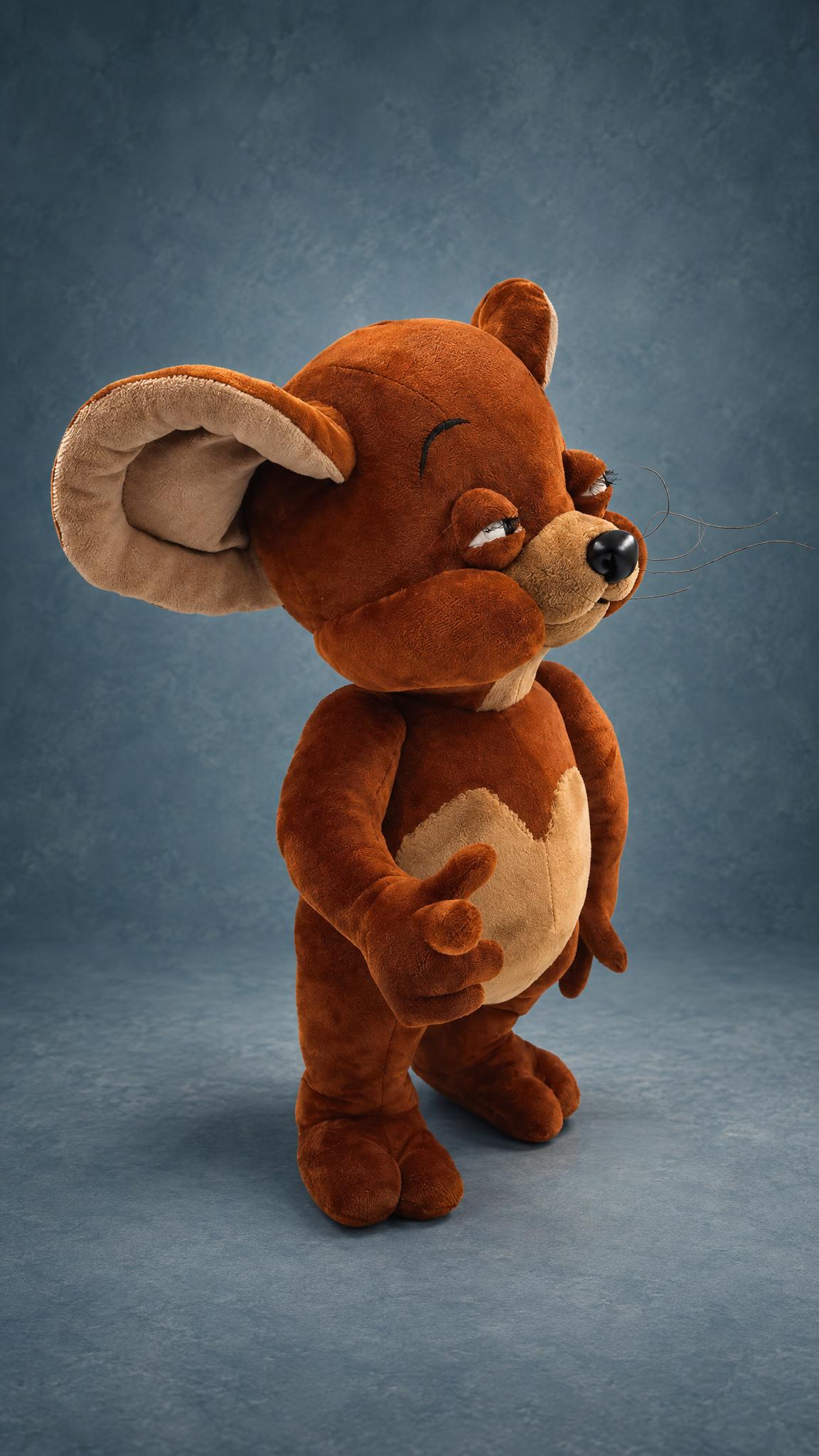 Tom and Jerry fan plush of Jerry, custom made by hand, with one huge round ear, dreamy eyes and long whiskers