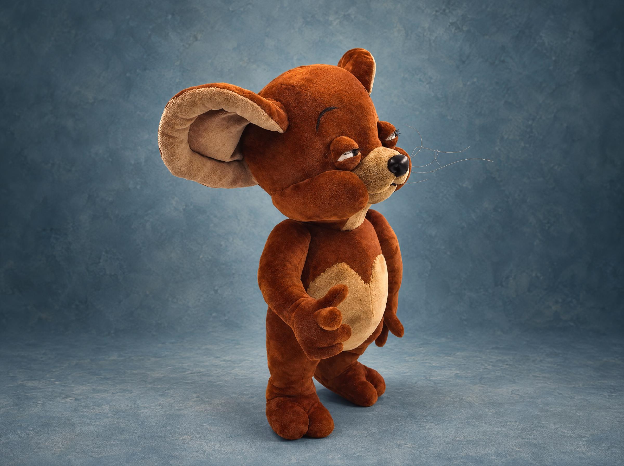 Tom and Jerry Fan Plush of Jerry, Custom Made Tom and Jerry fan plush of Jerry, custom made by hand, with one huge round ear, dreamy eyes and long whiskers
