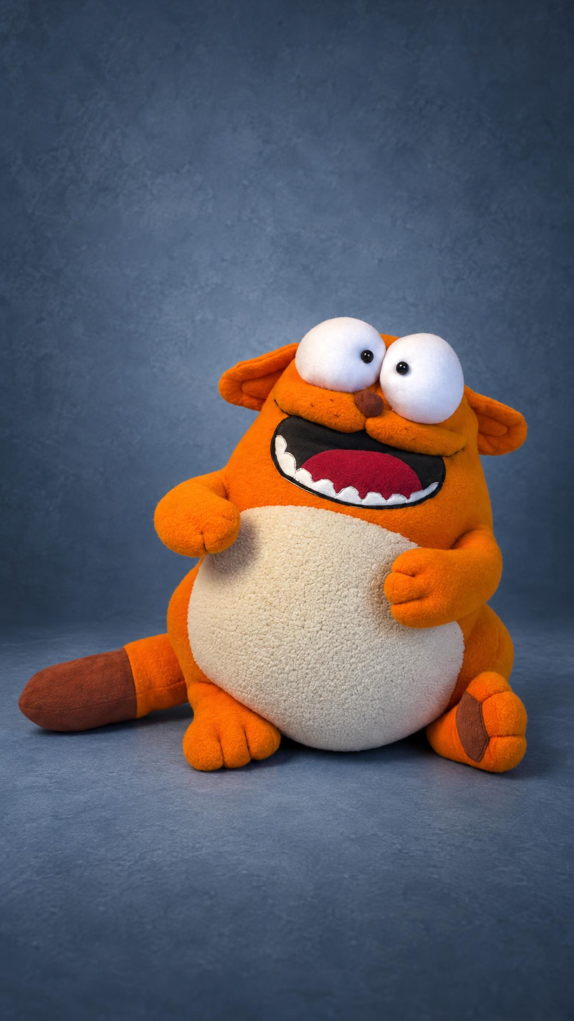 Custom Viber cat sticker plush, orange with googly eyes, handmade to order