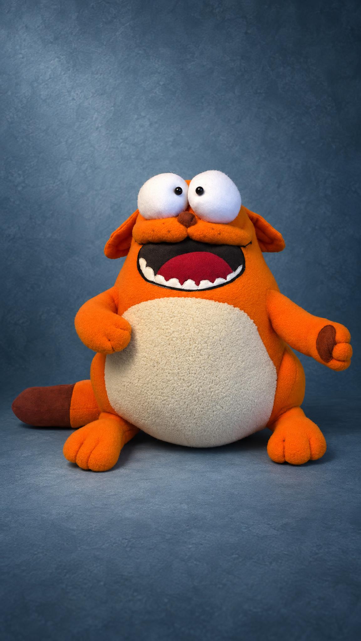 Viber sticker cat soft toy sitting up, orange with a cream belly, sewn by hand to order
