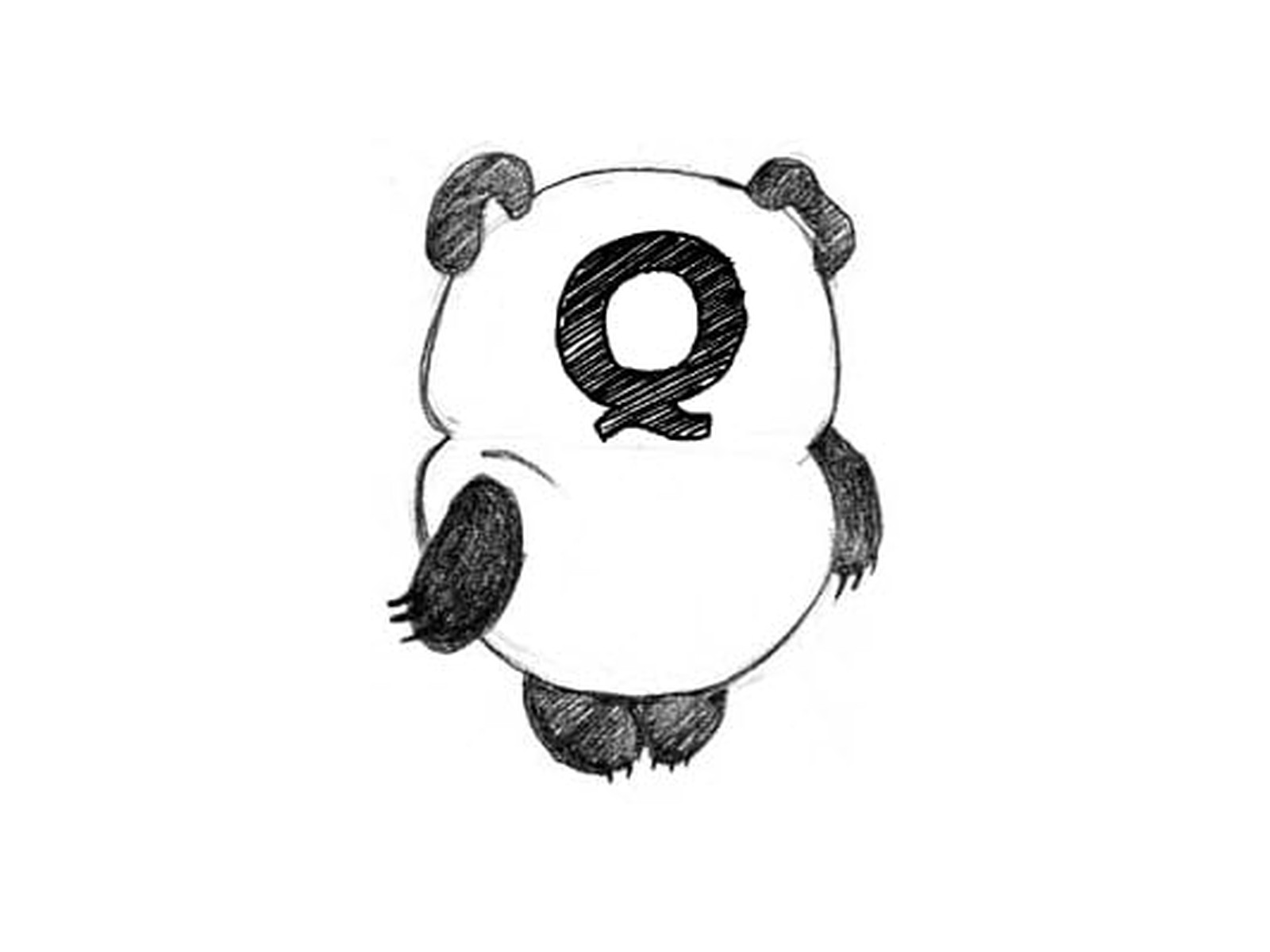 Customerβs sketch for the Winnie-the-Q plush The customer's pencil sketch this Winnie-the-Q bear plush was sewn from: a round bear with a big Q for a face