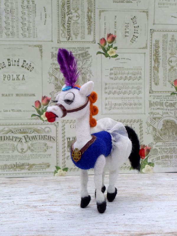 Angela horse plush with a tulle skirt Angela horse plush from a 1977 cartoon, handmade to order with a white tulle skirt, black tail and red lips