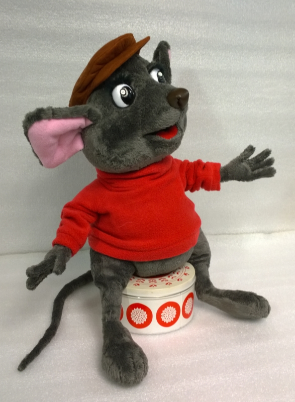 Bernard plush from The Rescuers Bernard plush from The Rescuers in a red sweater and brown cap, grey mouse with pink ears, made to order