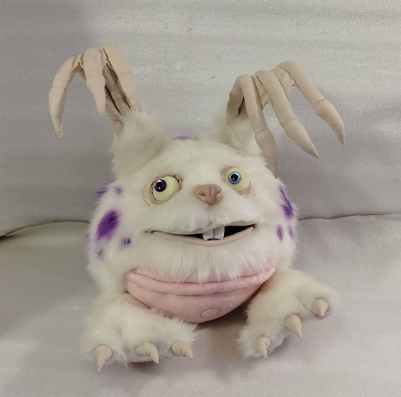 Blabbit monster bunny plush Blabbit monster bunny plush with mismatched eyes, a pink belly and bony finger ears, handmade to order