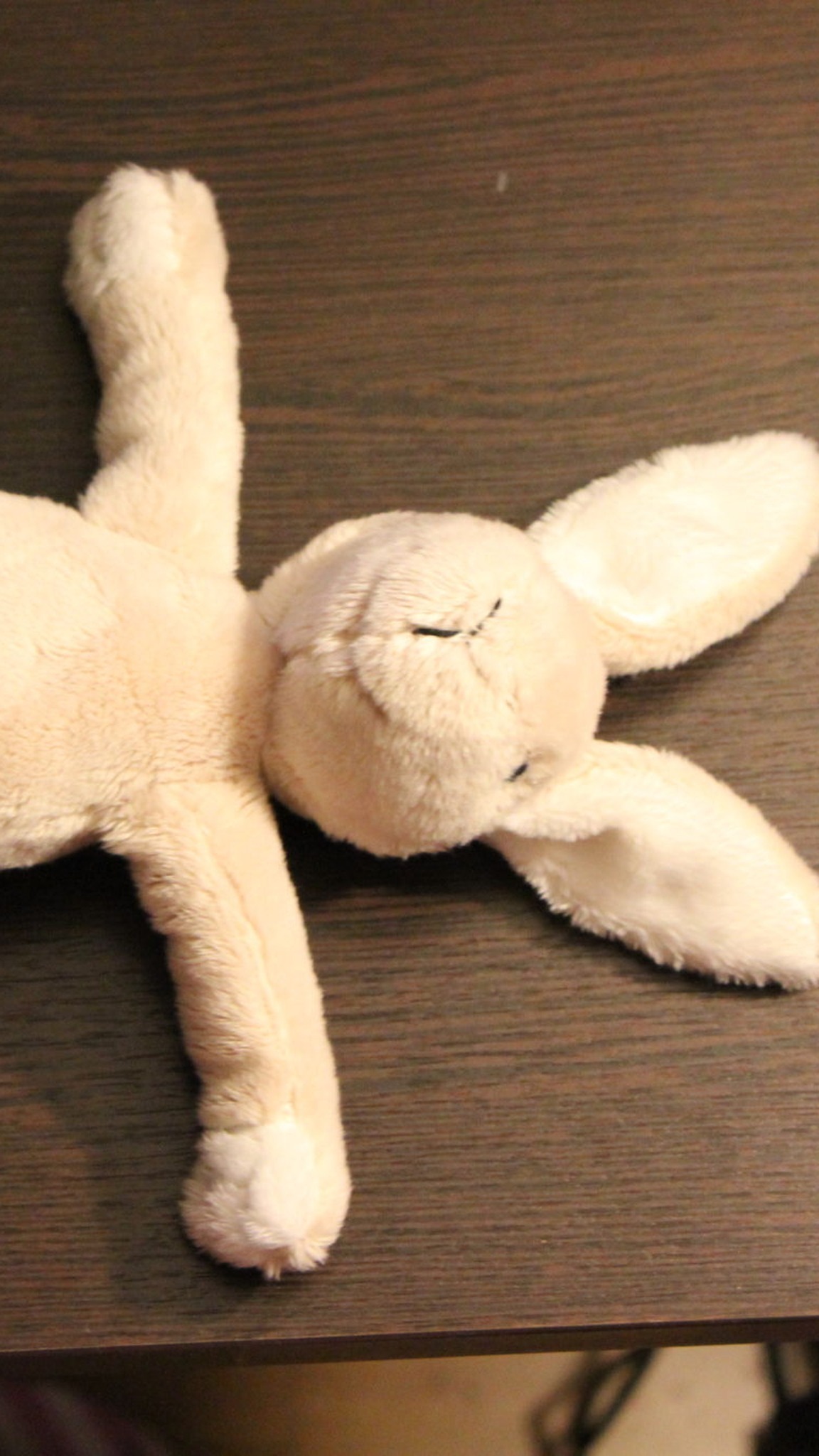 Cream bunny plush copy with white-lined ears and long legs, sewn by hand to order