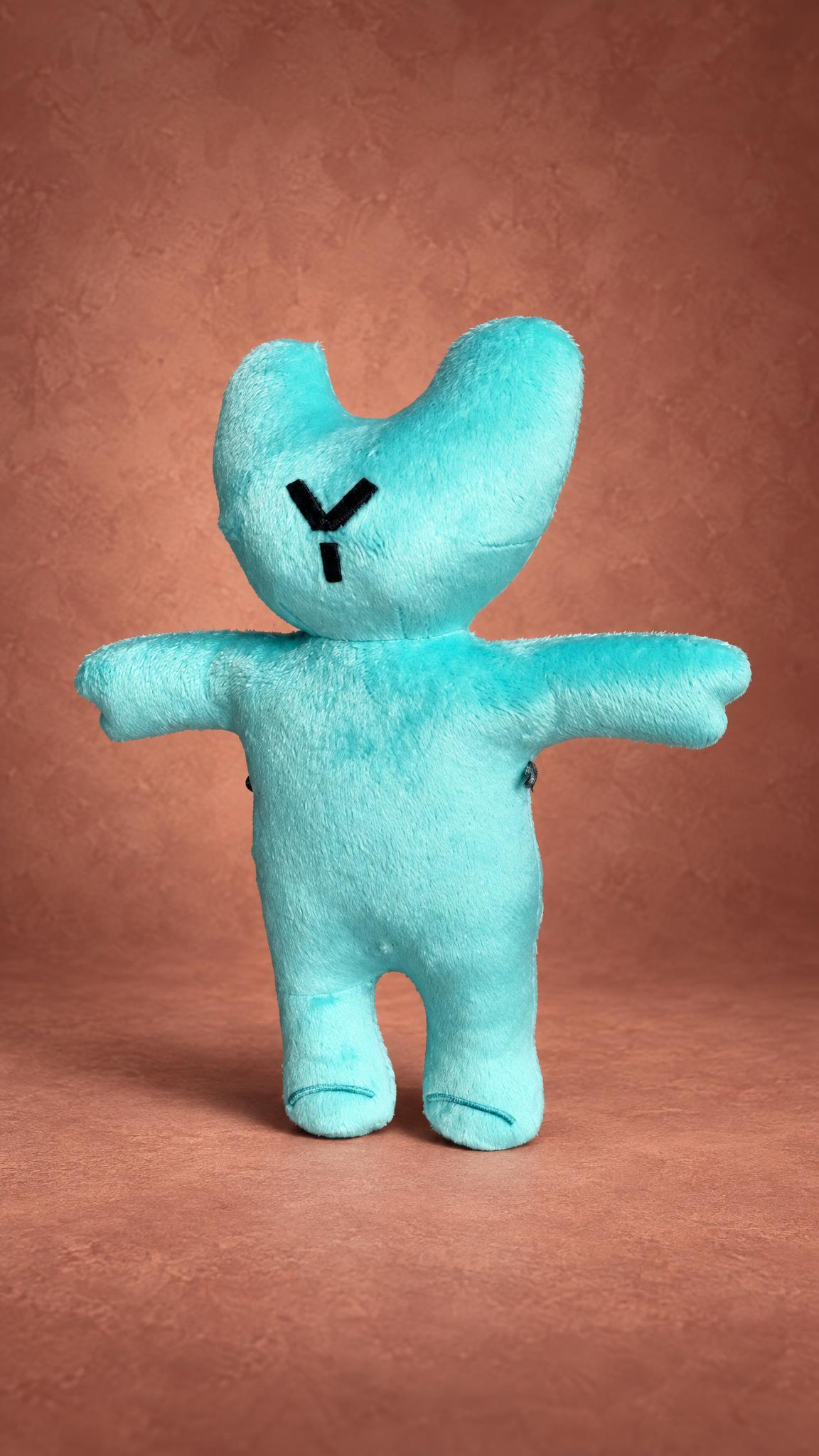 Branded mint teddy bear with an embroidered logo face, sewn by hand to order as a company gift