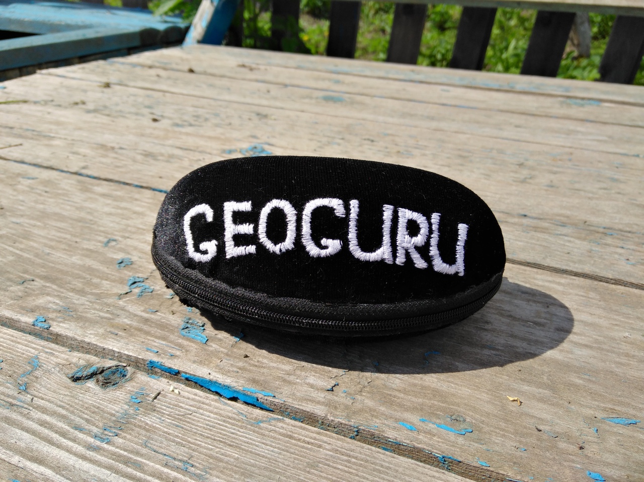 Travel case for the custom mascot doll Black zip travel case with the brand name embroidered in white, sewn to order for a custom mascot doll
