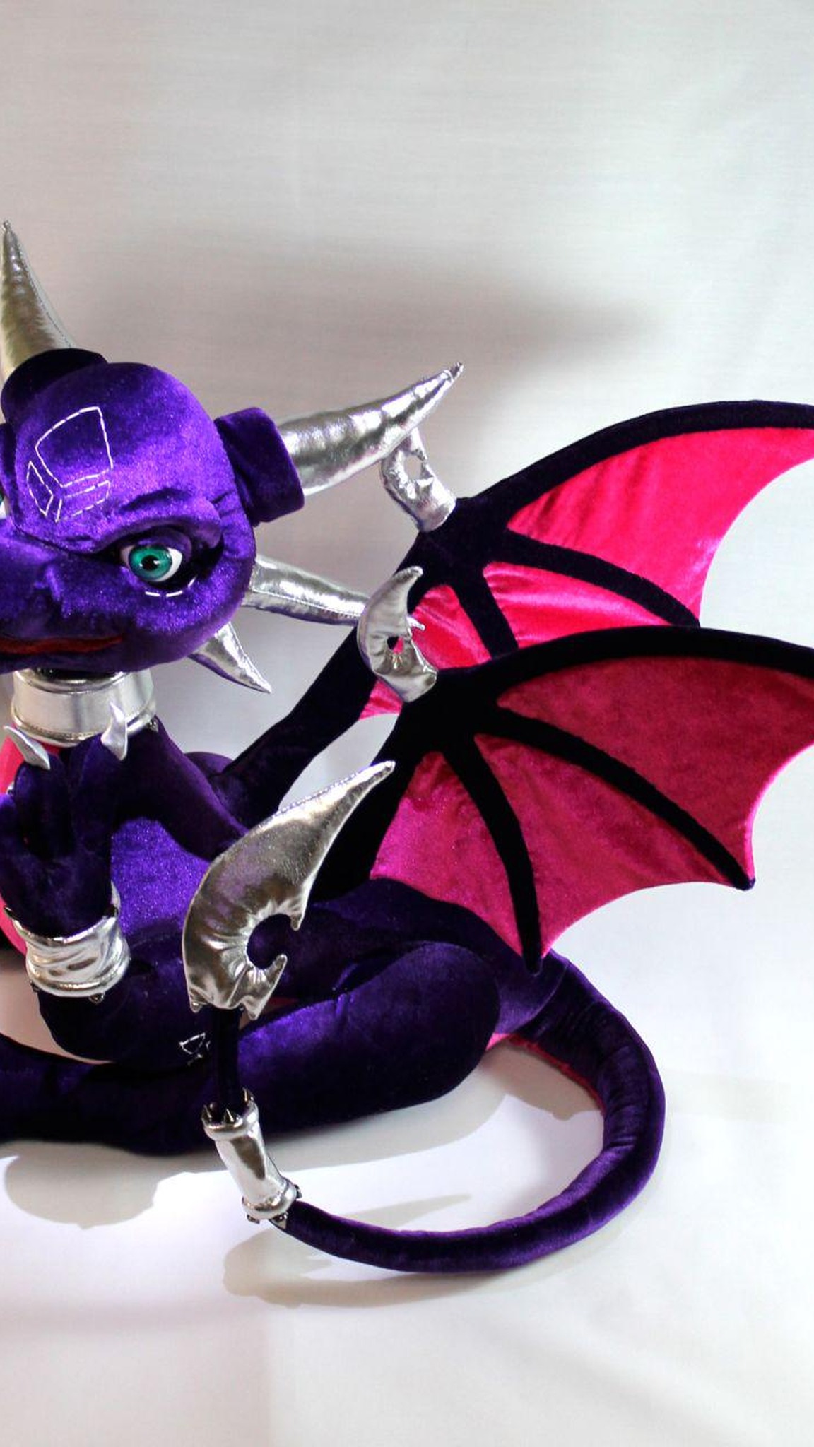 Cynder dragon plush with both wings spread and magenta belly, custom Legend of Spyro plush to order
