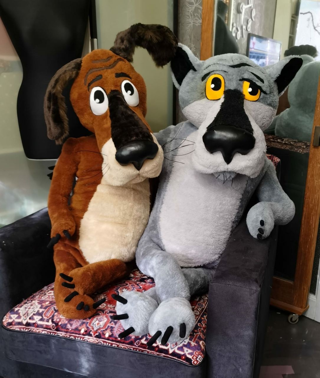 Dog and Wolf plush from a Soviet cartoon Dog and Wolf plush from the Soviet cartoon Once Upon a Dog, cheek to cheek, sewn by hand to order