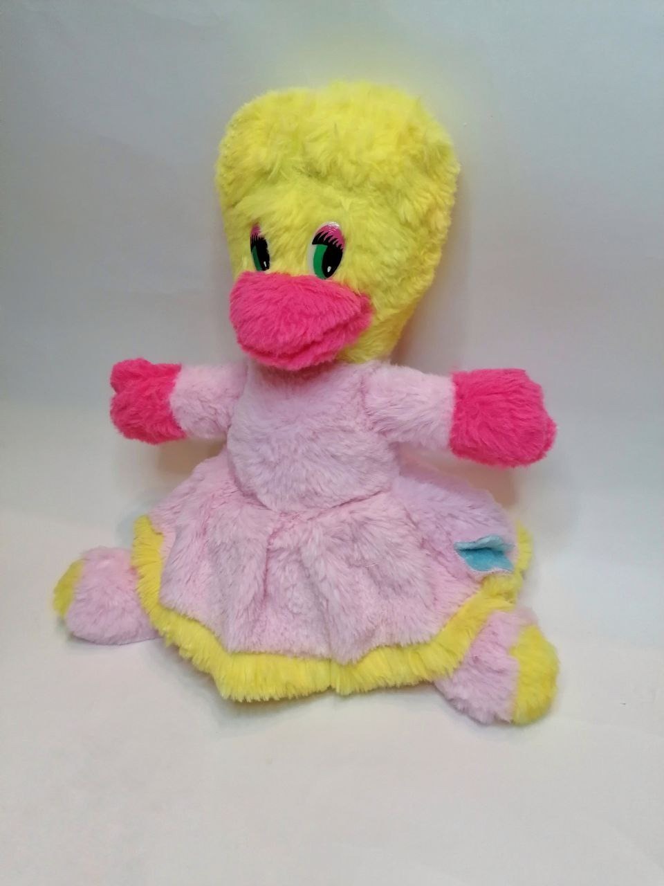DuckTales Webby plush replica DuckTales Webby plush replica, handmade to order: pleated pink faux fur dress, yellow hem, pink mittens