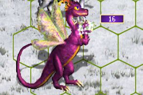 Faerie Dragon in Heroes 3, game screenshot Heroes 3 battle screenshot of the Faerie Dragon, reference for this handmade purple dragon plush