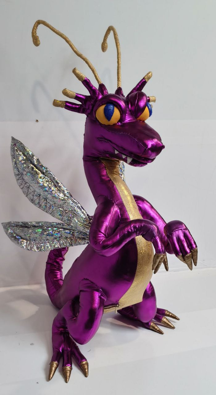Faerie Dragon plush with silver wings Handmade Faerie Dragon plush with a gold belly, gold claws and holographic silver wings, Heroes 3 made to order