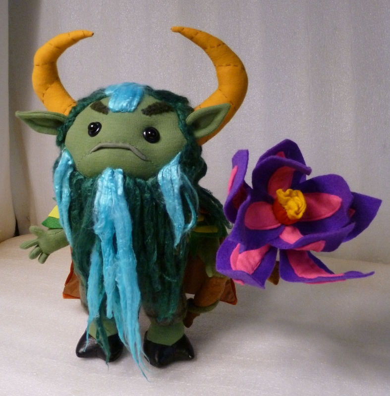Furion plush with a purple flower Handmade Furion plush holding a big purple and pink flower, Nature's Prophet from Dota 2 made to order