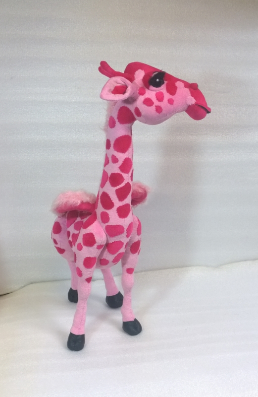Giraffe with wings toy, handmade Giraffe with wings toy handmade to order from a drawing, pink plush with raspberry spots and a long neck